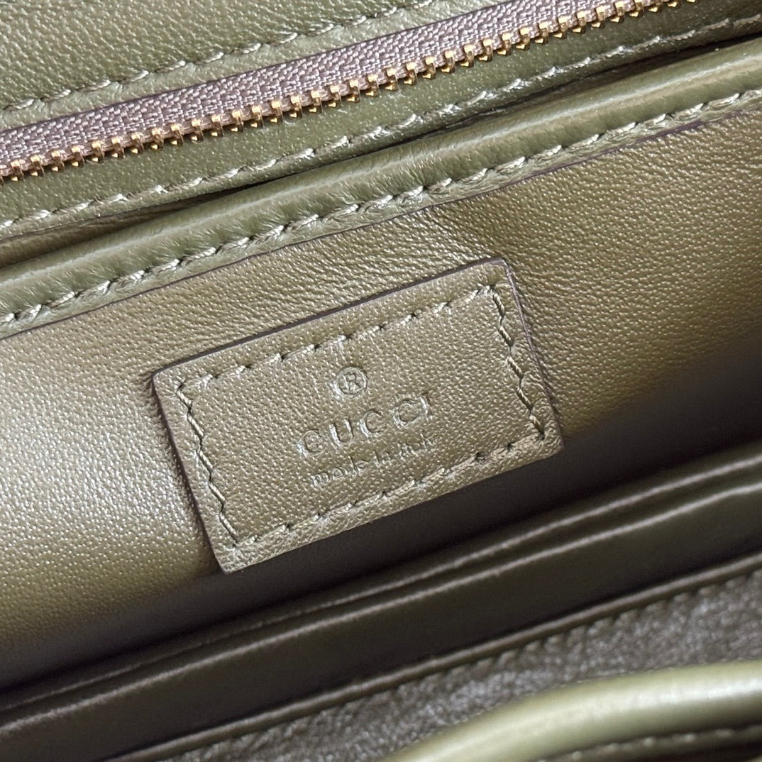 Gucci Bamboo Diva Bag Dark Green Leather 255007