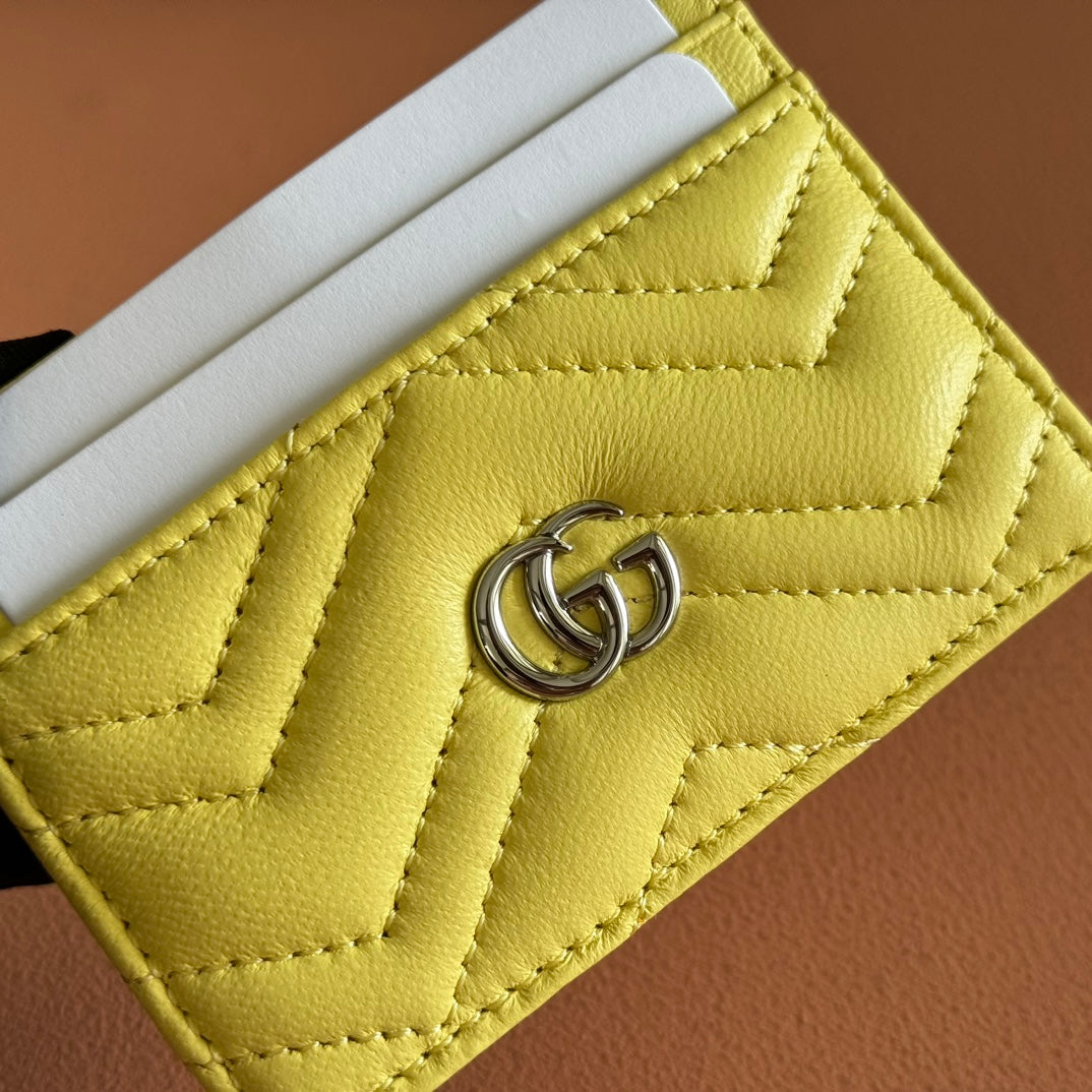 Gucci Marmont Card Wallet Yellow Calfskin 254962