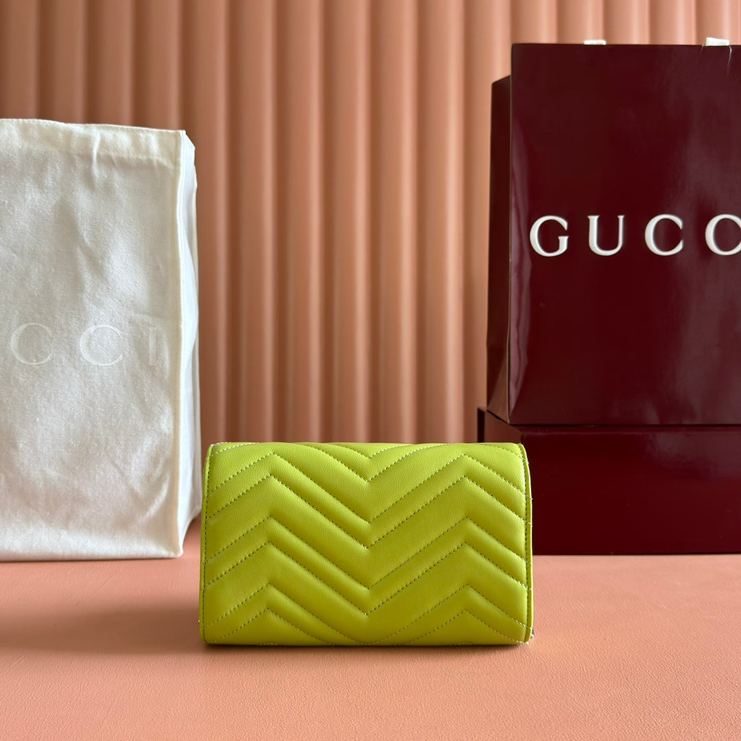 Gucci Marmont Chain Wallet Green Cowhide 254974