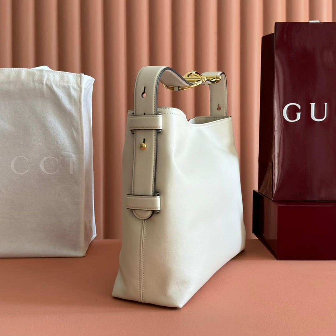 Gucci Beatrix Handbag 35 White Cowhide  272127