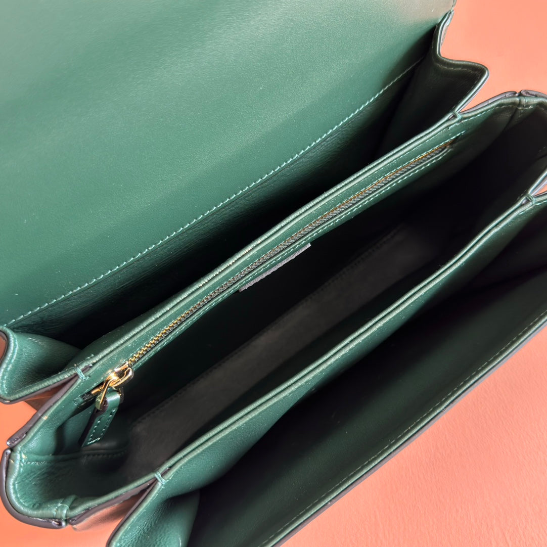 Gucci Siena Small Shoulder Bag Dark Green Leather 272118