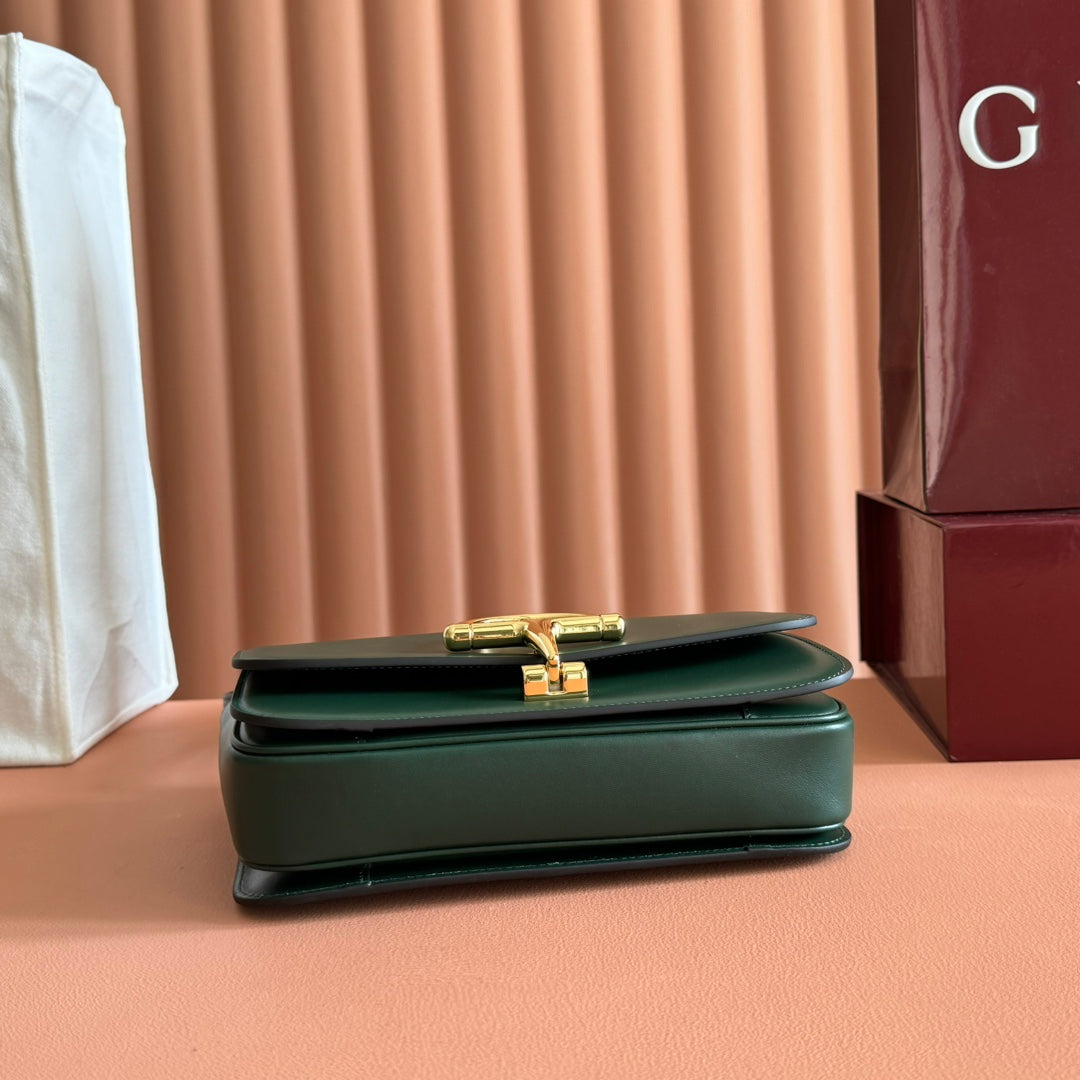Gucci Siena Small Shoulder Bag Dark Green Leather 272118