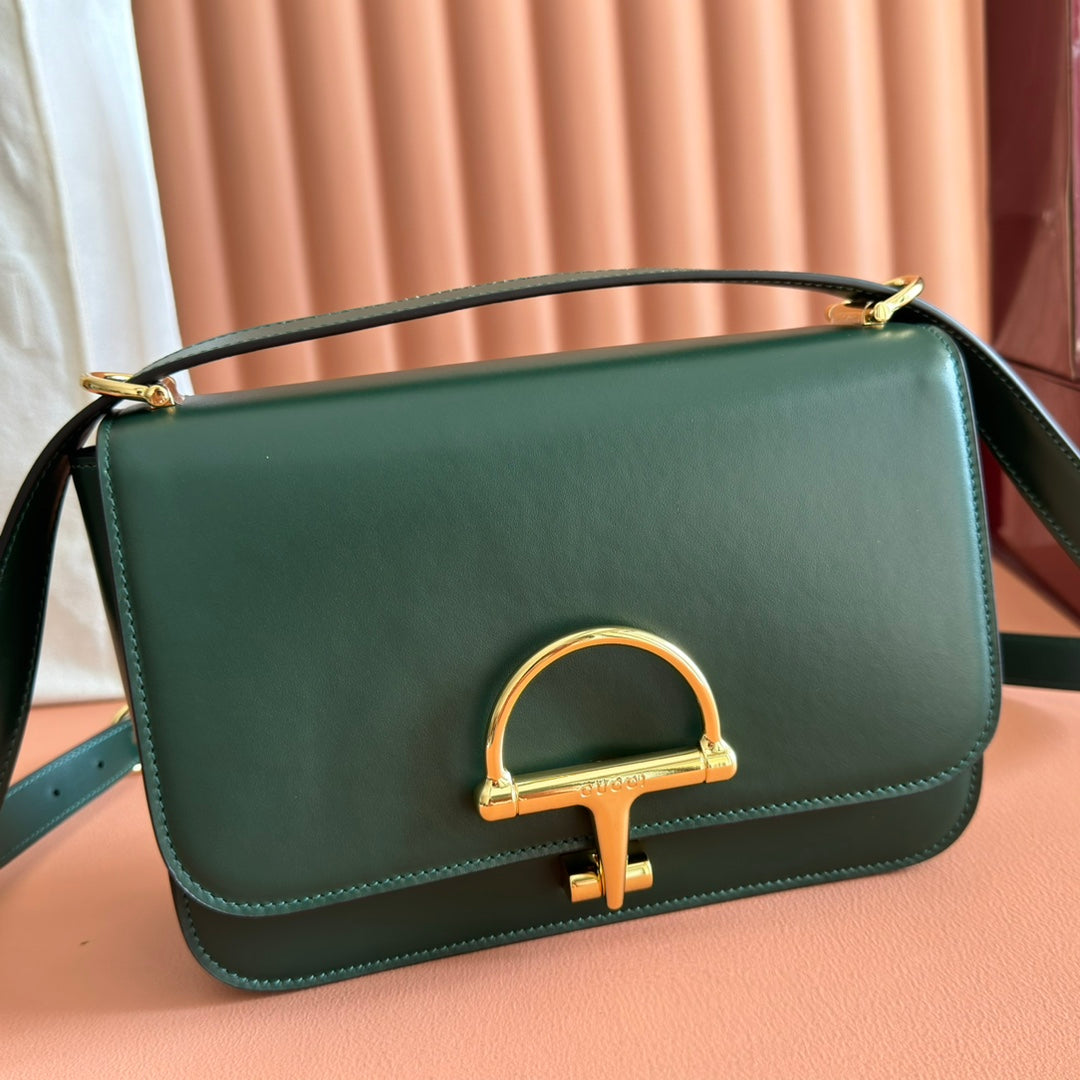 Gucci Siena Small Shoulder Bag Dark Green Leather 272118