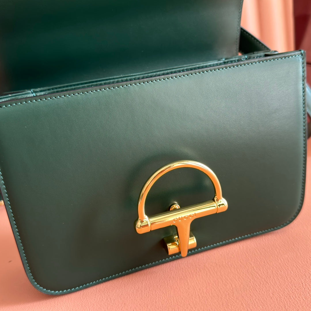 Gucci Siena Small Shoulder Bag Dark Green Leather 272118