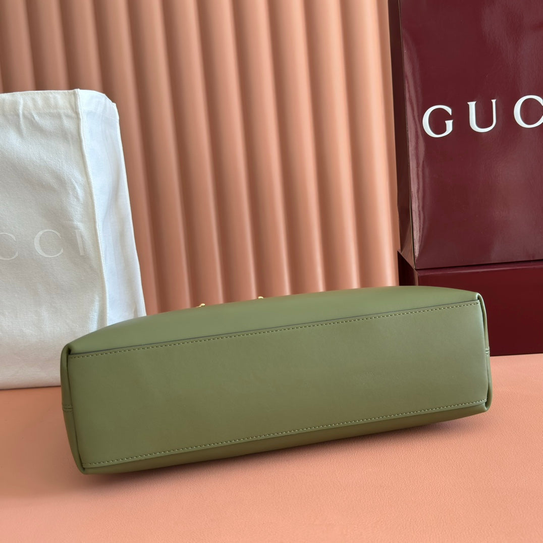 Gucci Beatrix Handbag 35 Olive Green Cowhide 272147