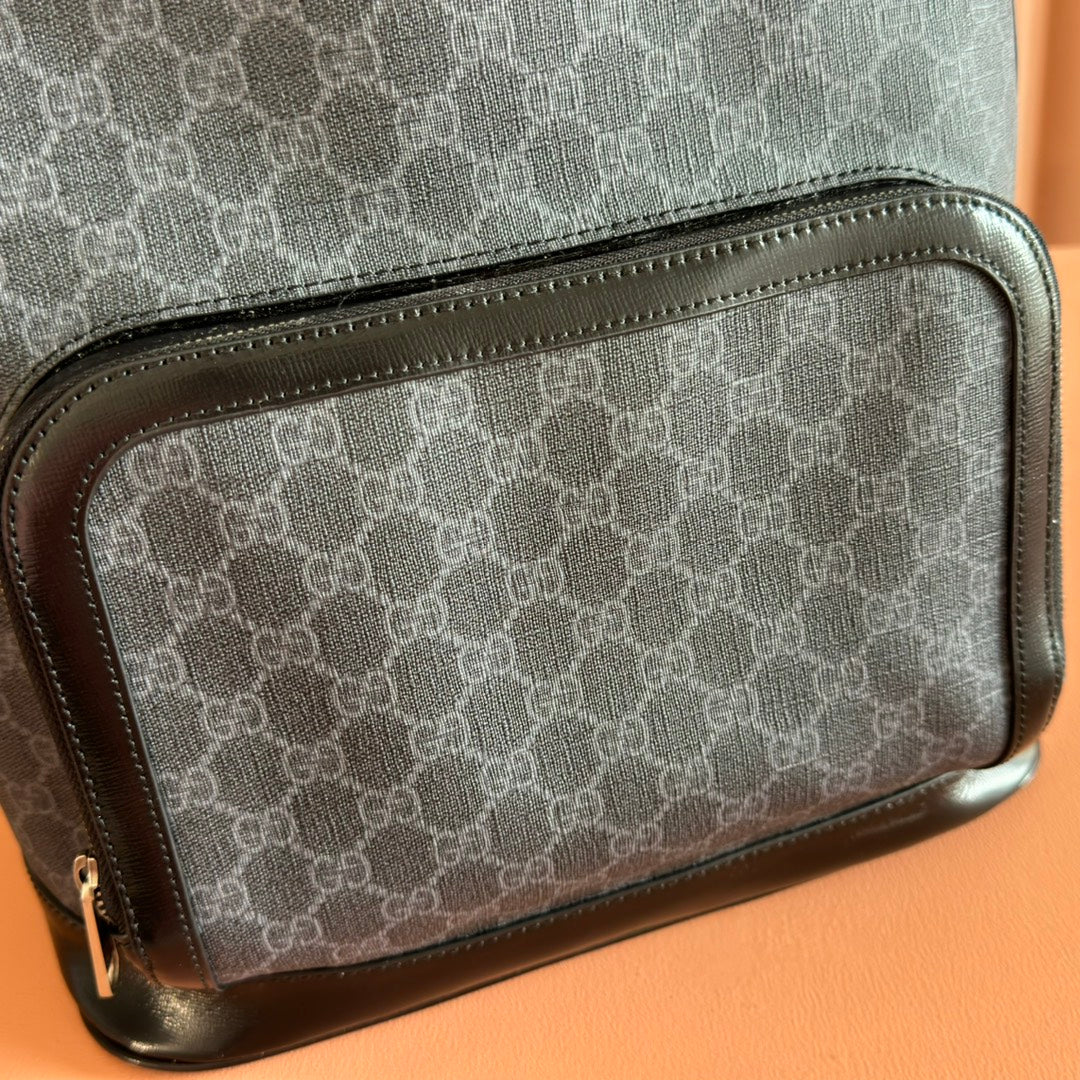 GG 2025 GG Supreme Backpack Gray mix Black Canvas Leather 273684