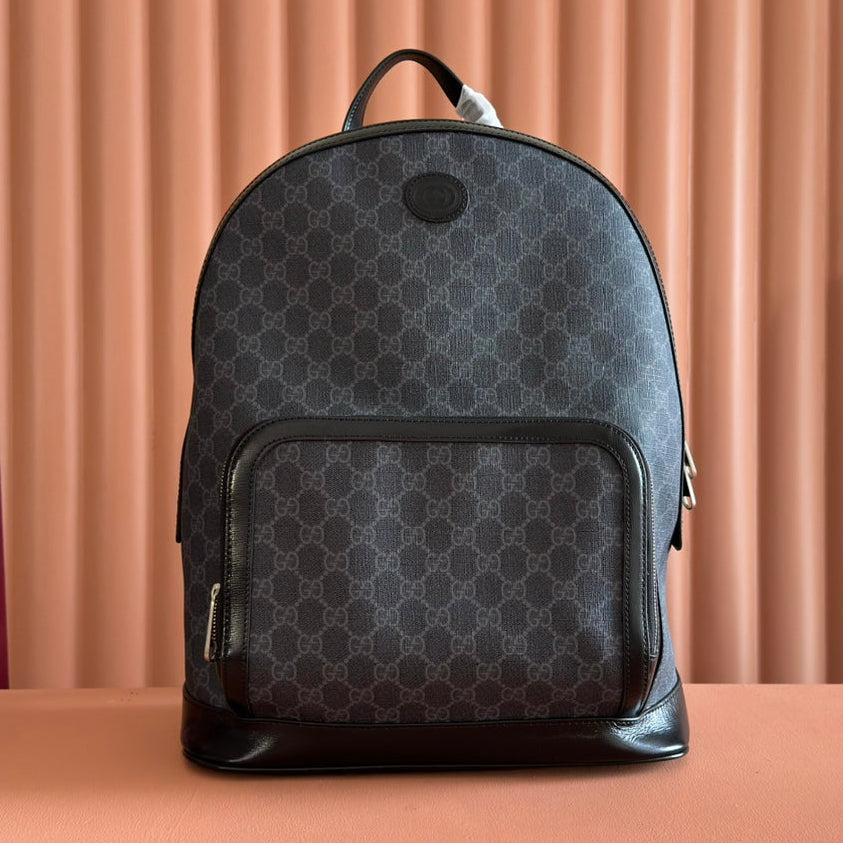 GG 2025 GG Supreme Backpack Gray mix Black Canvas Leather 273684