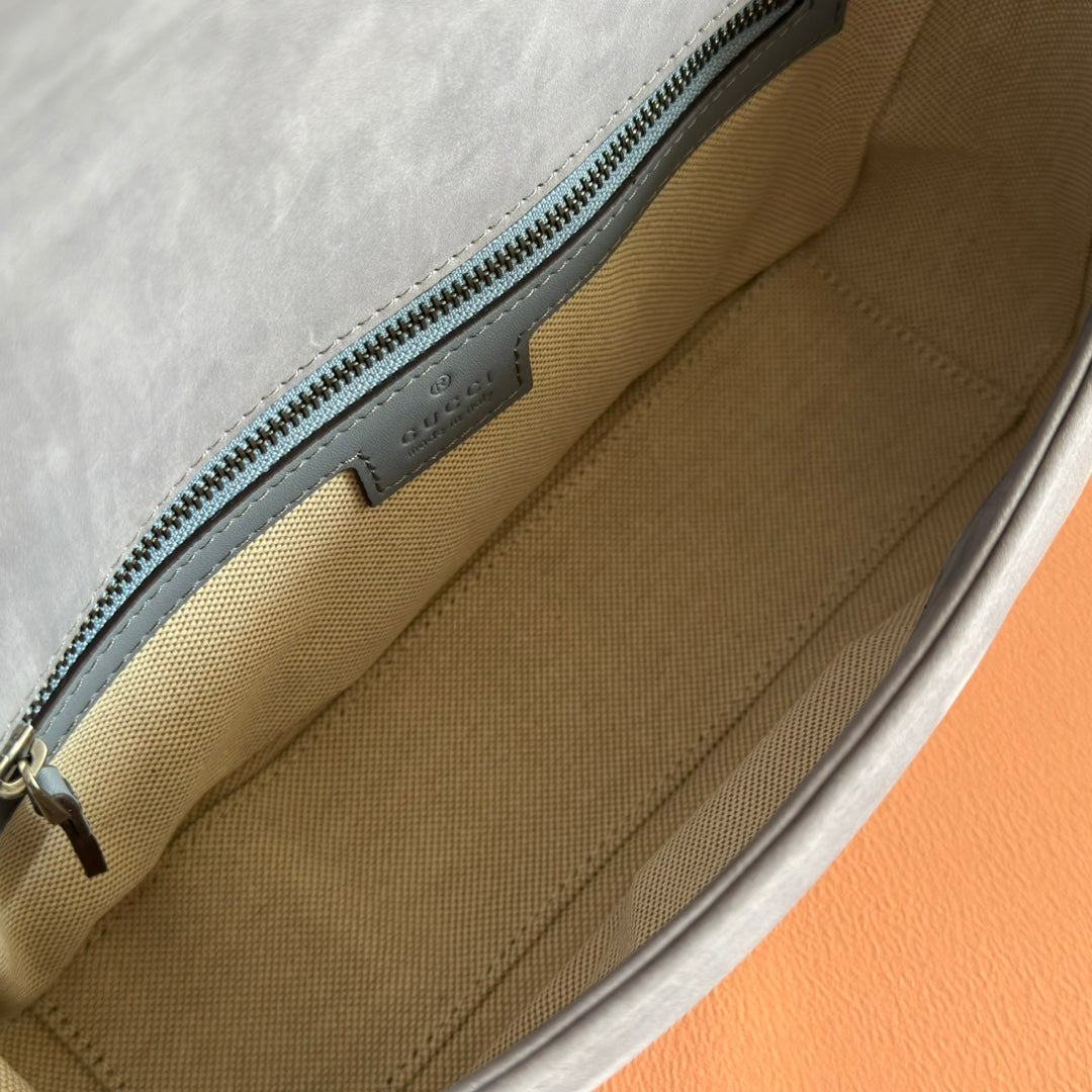 Gucci Marmont Bag 26 Gray Suede Gold Hardware 272093