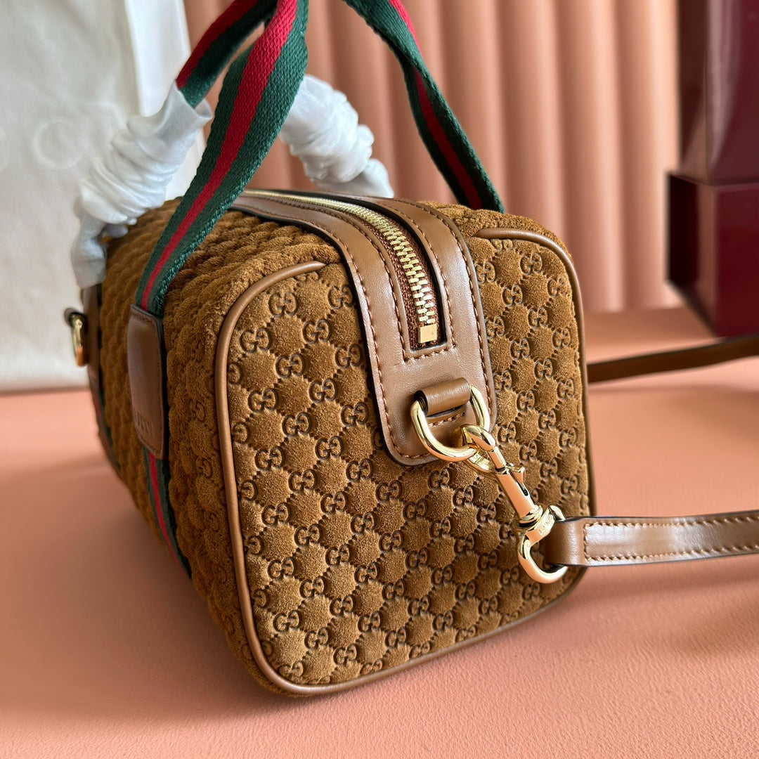 Gucci monogram handbag 20 dark brown suede 271907