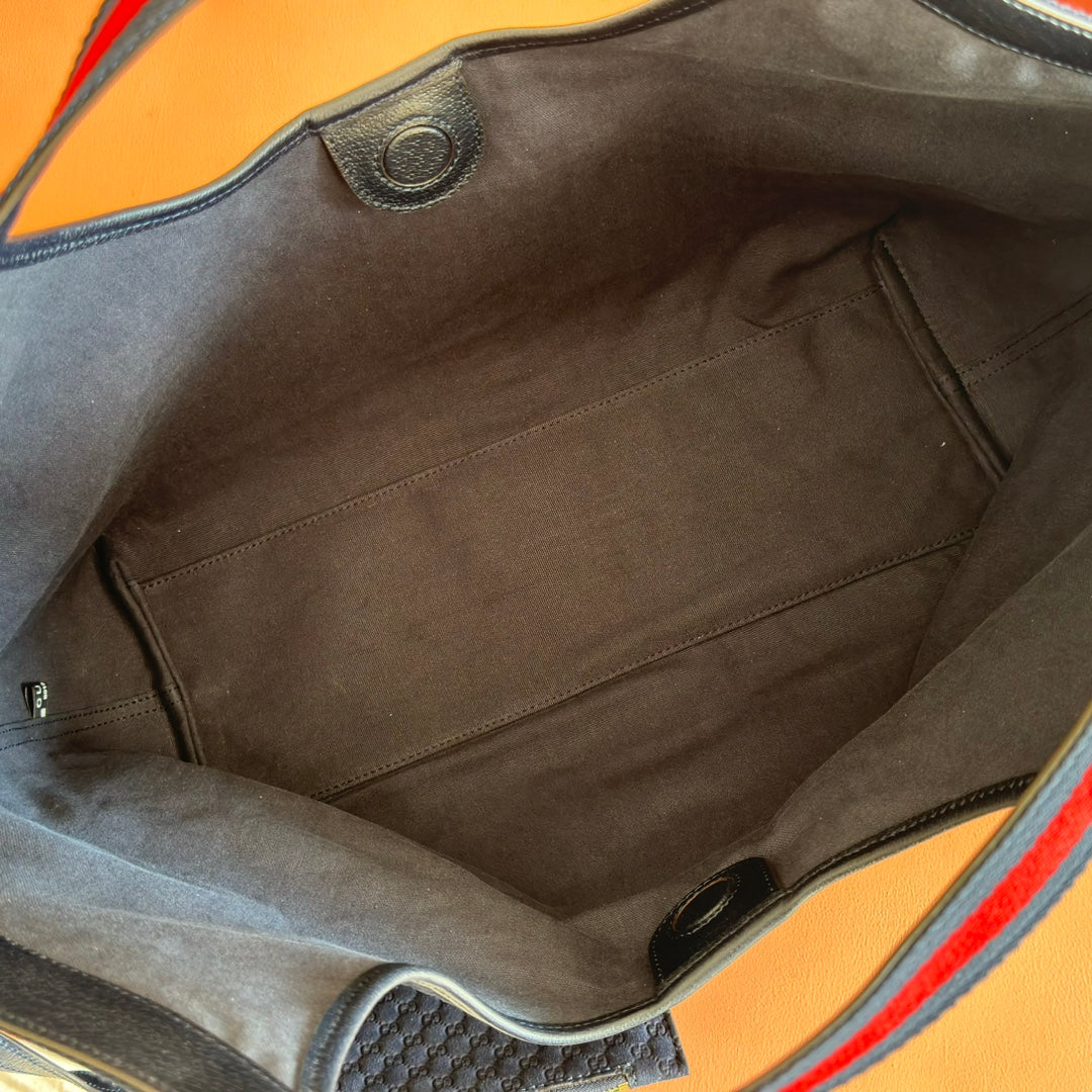 GG 2025 Giglio Large Tote Bag 60cm Dark Blue Red Suede Canvas 273276