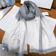 CC Scarf 200 CM In Light Grey Mix White Cashmere Silk 385379