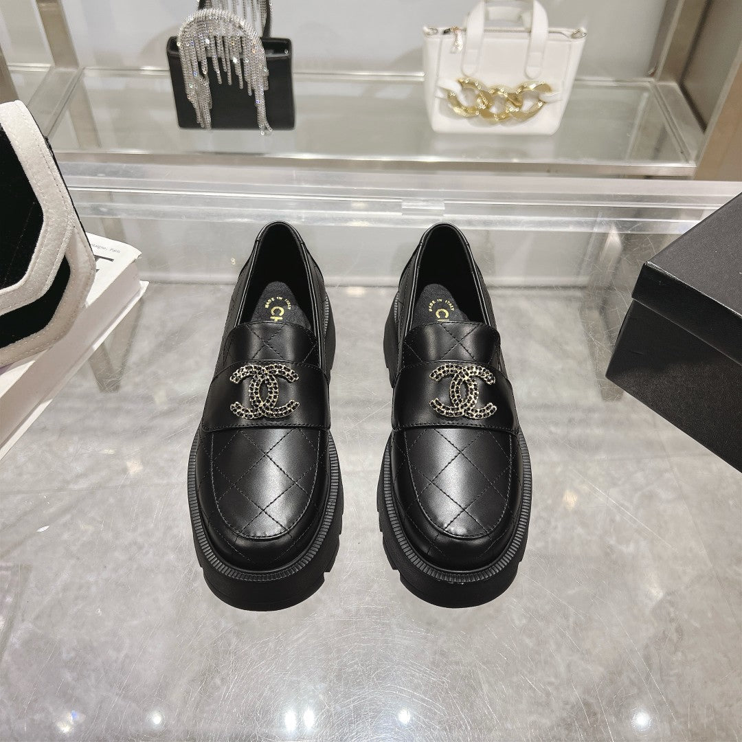 CC Moccasins Black Cowhide