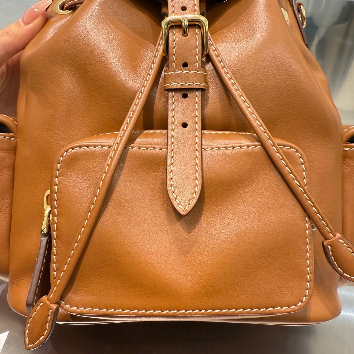 MiuMiu 2026 Buckle Gold Backpack Leather