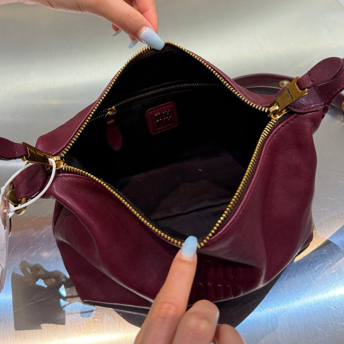 MiuMiu 2026 Amaranth Spirit Bag 22cm Suede Leather