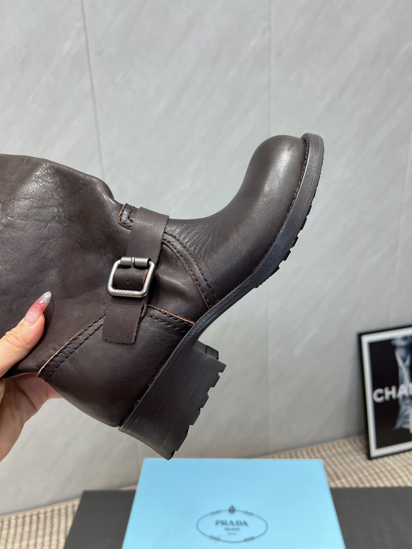 Prada 25 Boot 30mm Black Chocolate Cowhide 501664