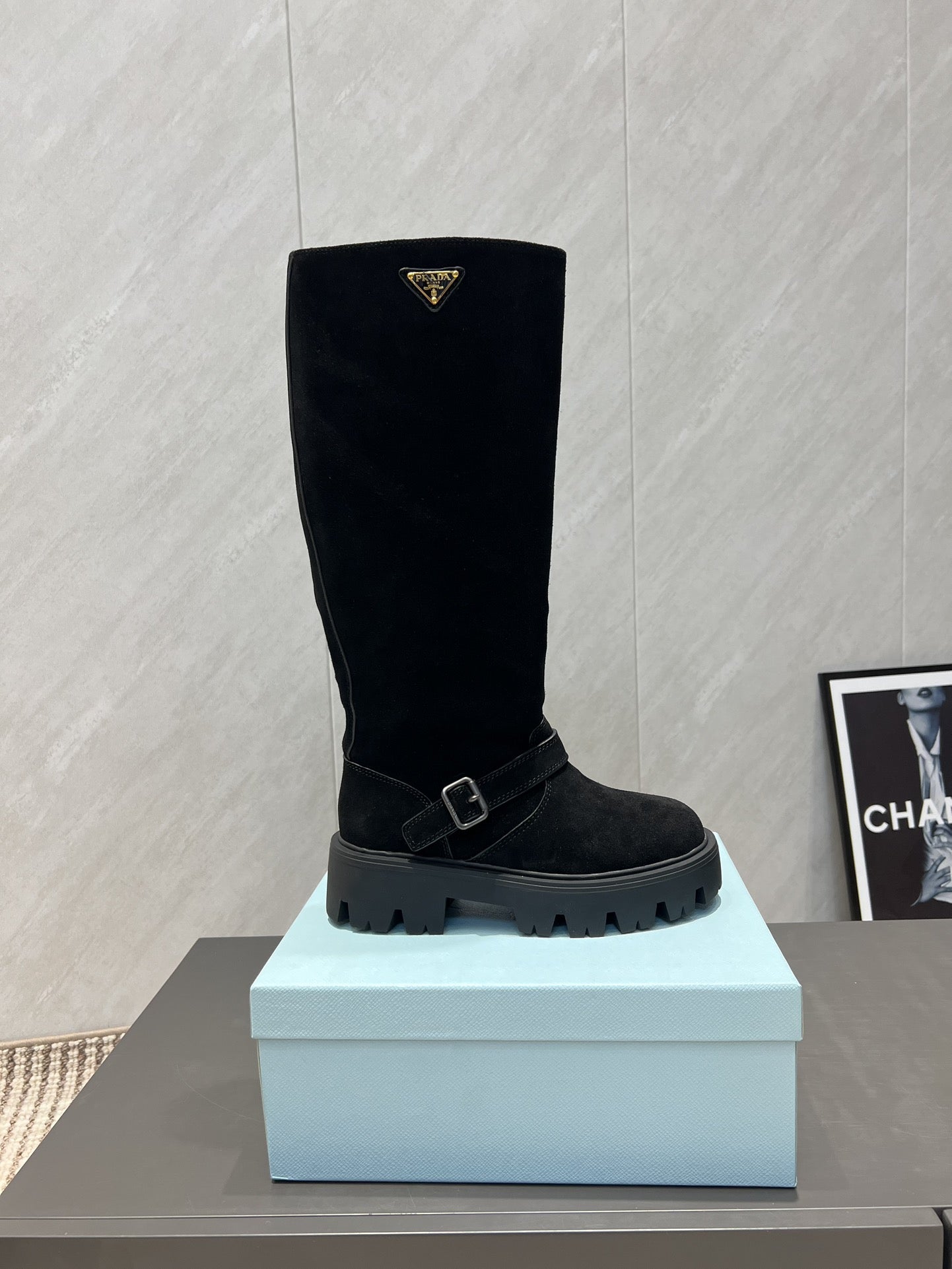 Prada 25 Boot Black Suede 501668