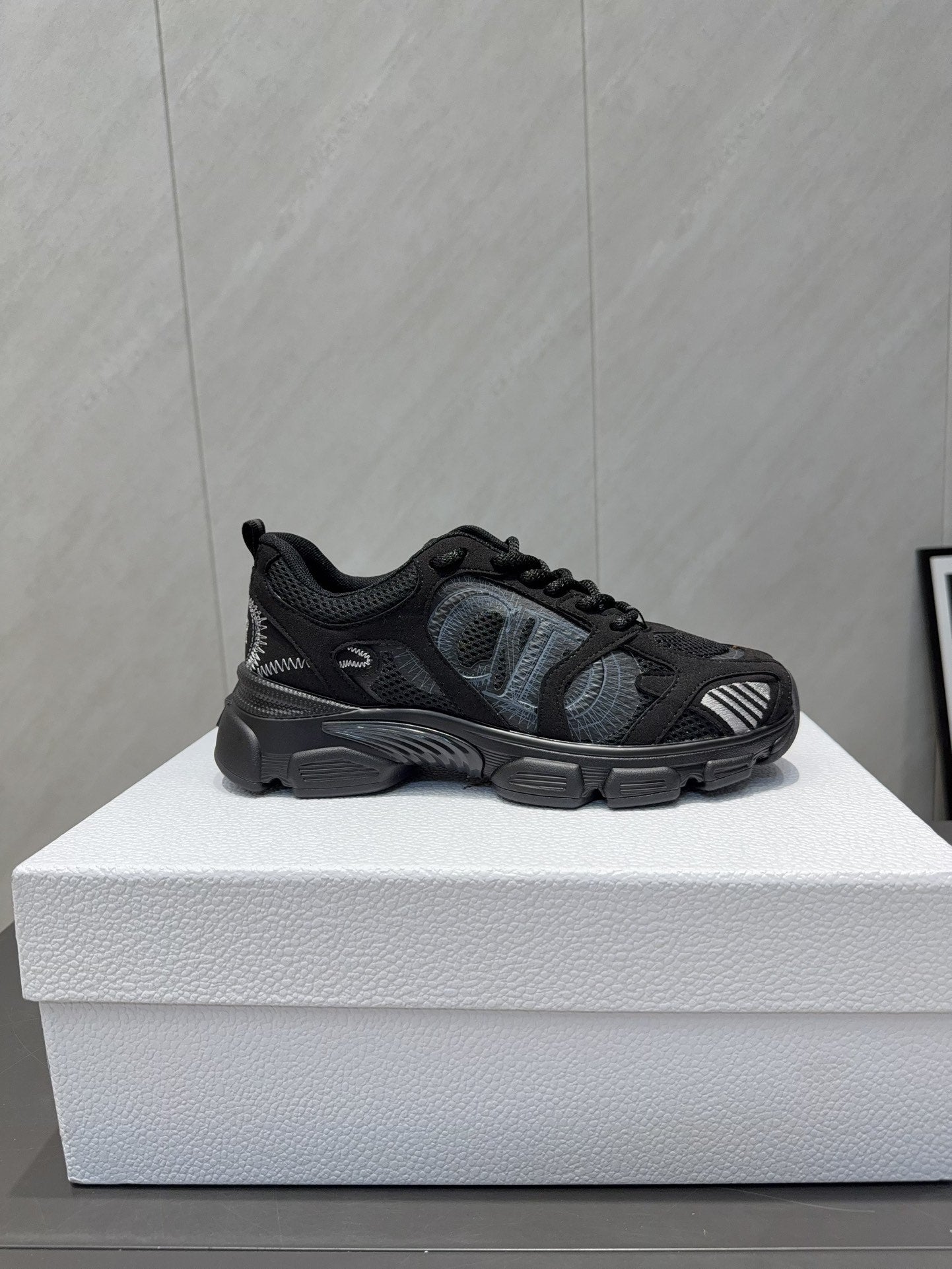 CD platform casual sneaker black suede mesh 539673