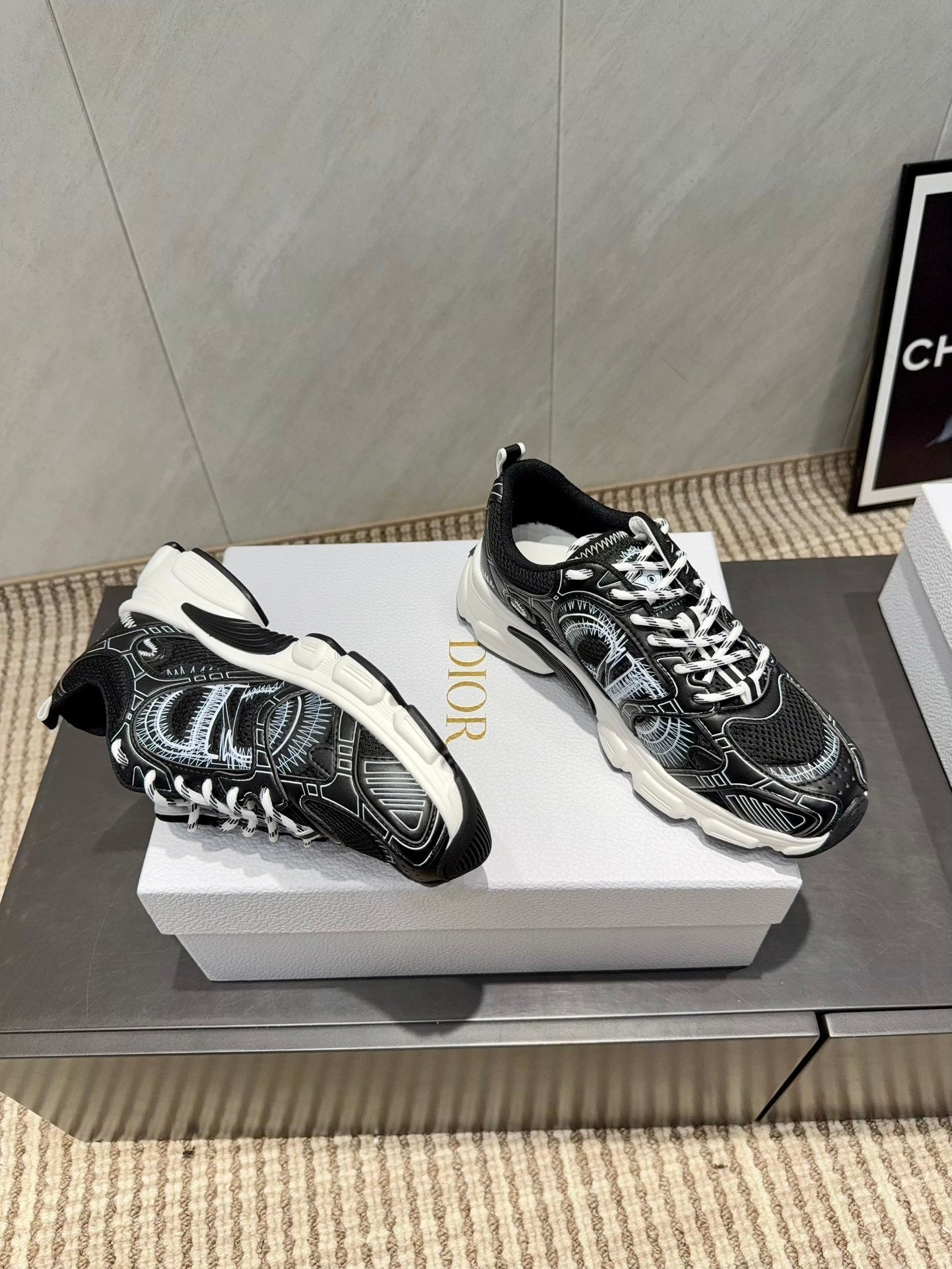 CD platform casual sneaker black white suede mesh 539674