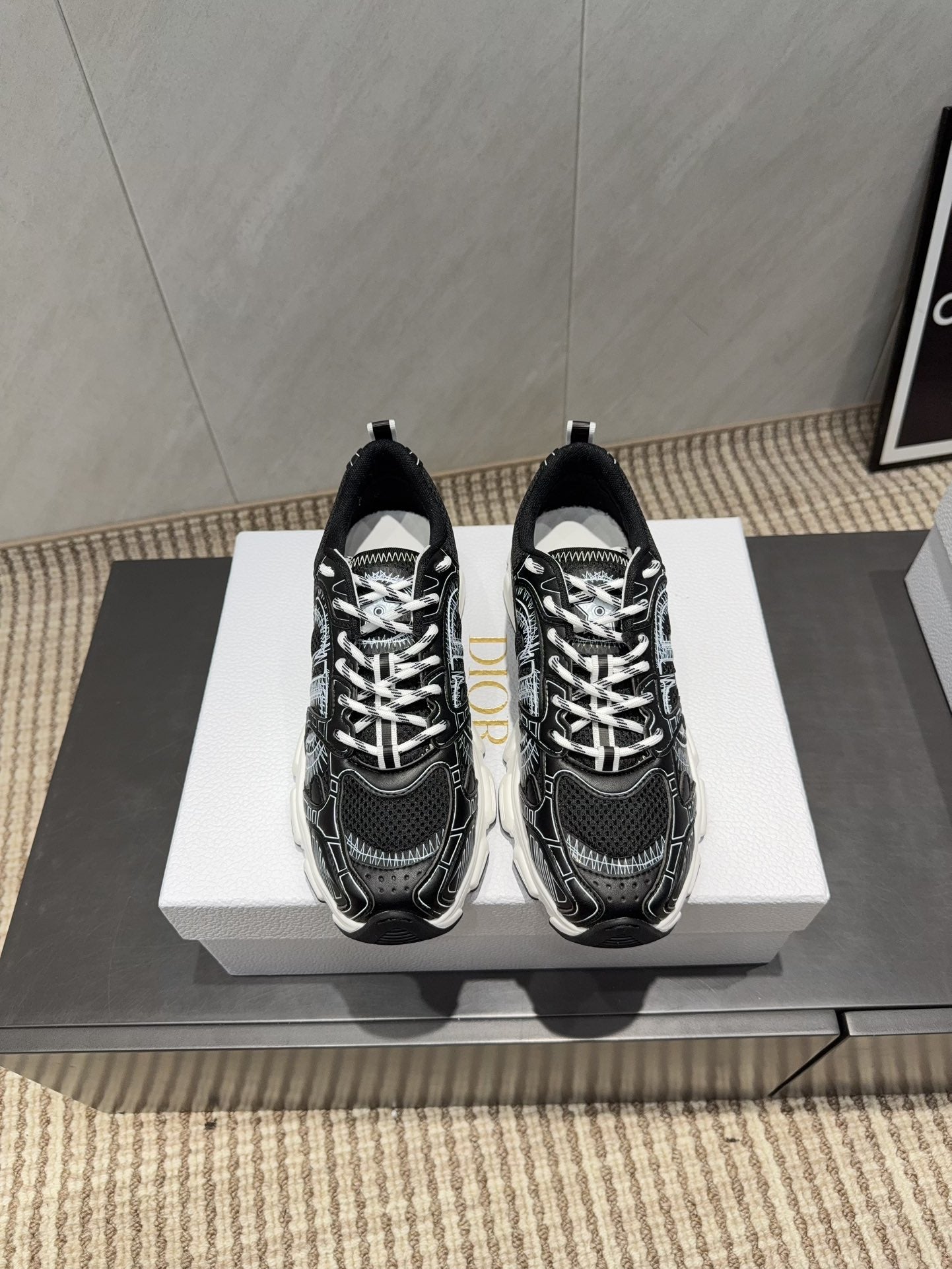 CD platform casual sneaker black white suede mesh 539674