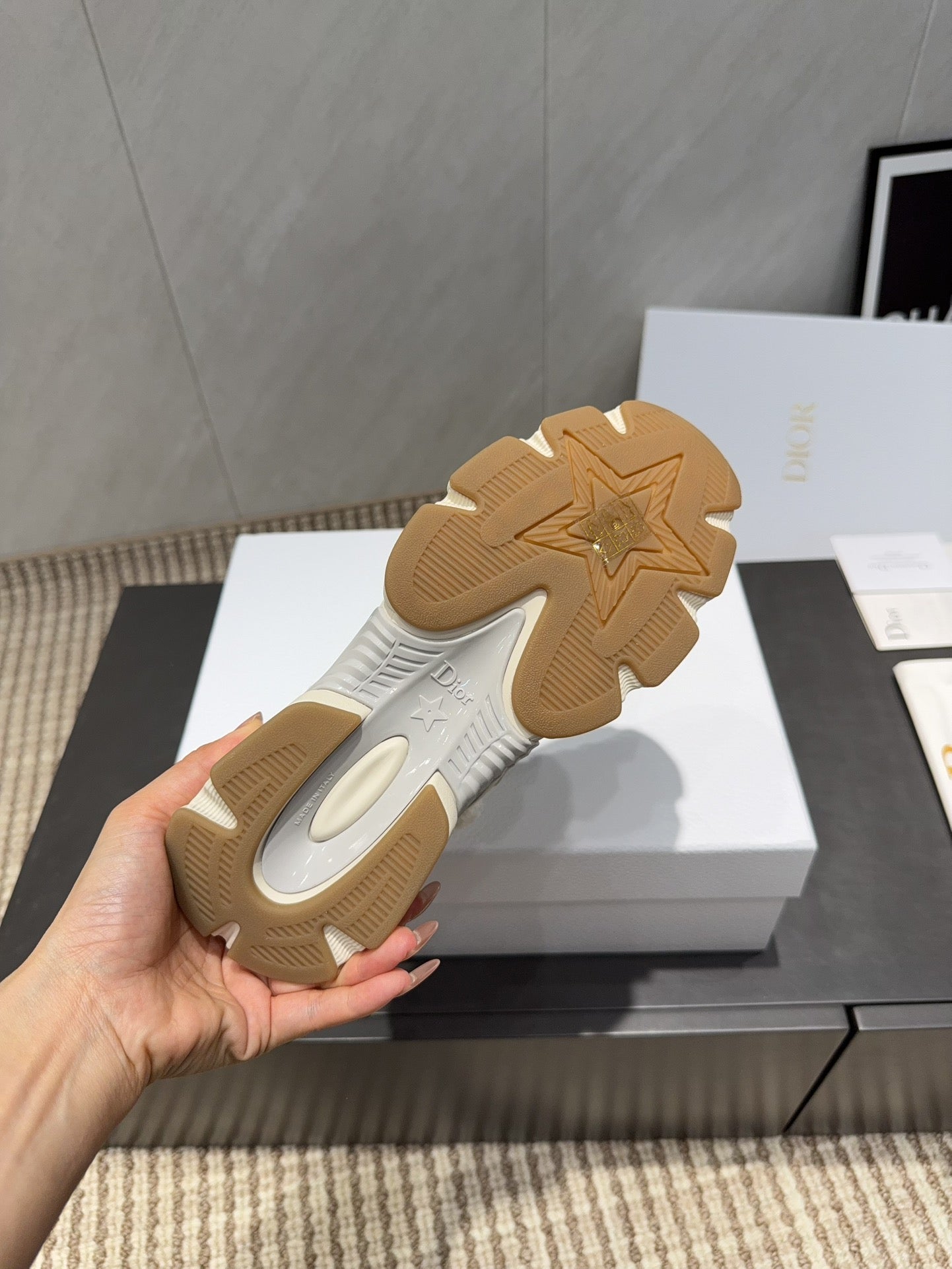 CD platform casual sneaker cream wool suede mesh 539683