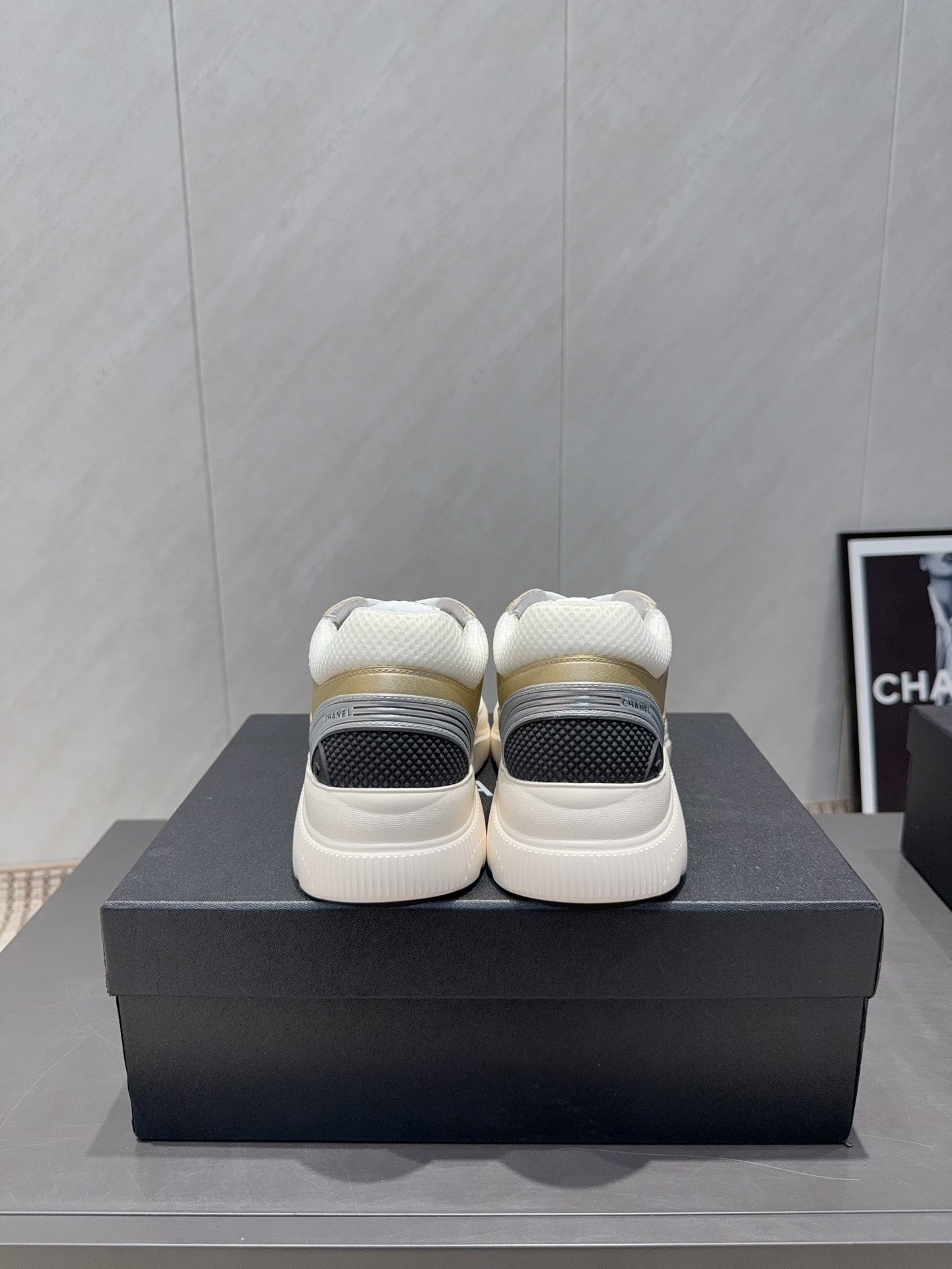 Chanel 25 Sneaker White Gold Mesh Leather 540309