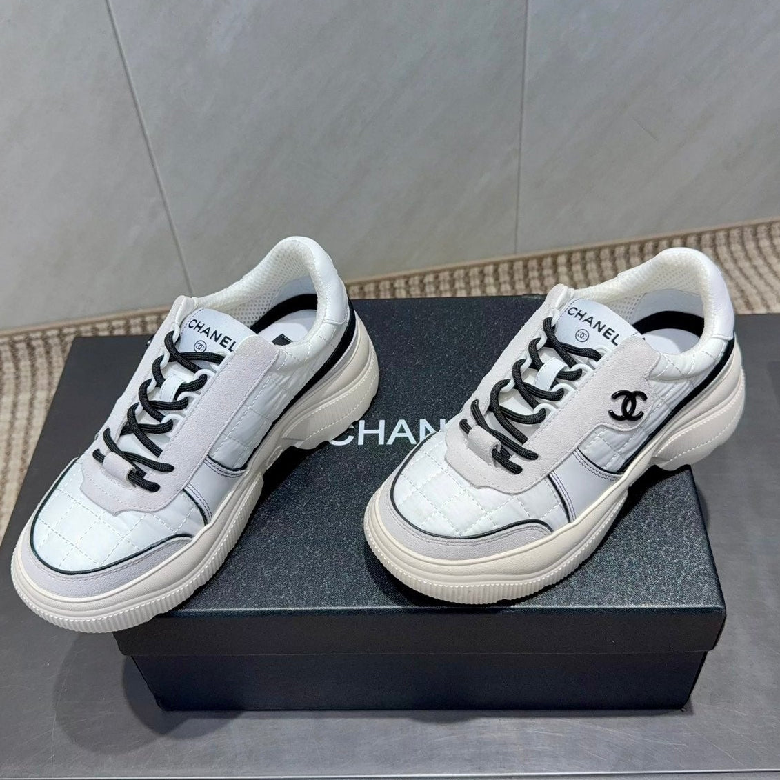 Chanel 25 Sneaker Ivory White Suede Fabric 540331