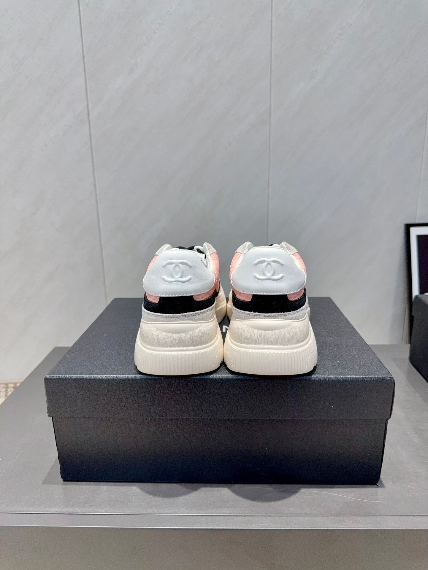 Chanel 25 Sneaker Ivory Pink Suede Fabric 540332