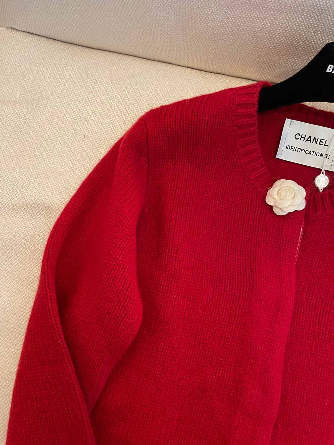 CC Cardigan In Red Wool