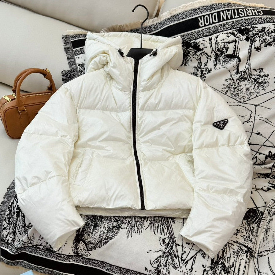 Prada 25 Short Jacket White Down Polyester 317485