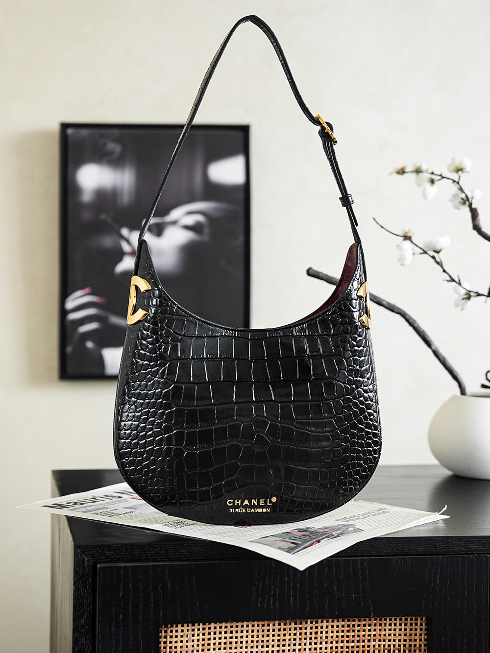 Chanel 2026 Shoulder Bag Crocodile Embossed Leather 167164