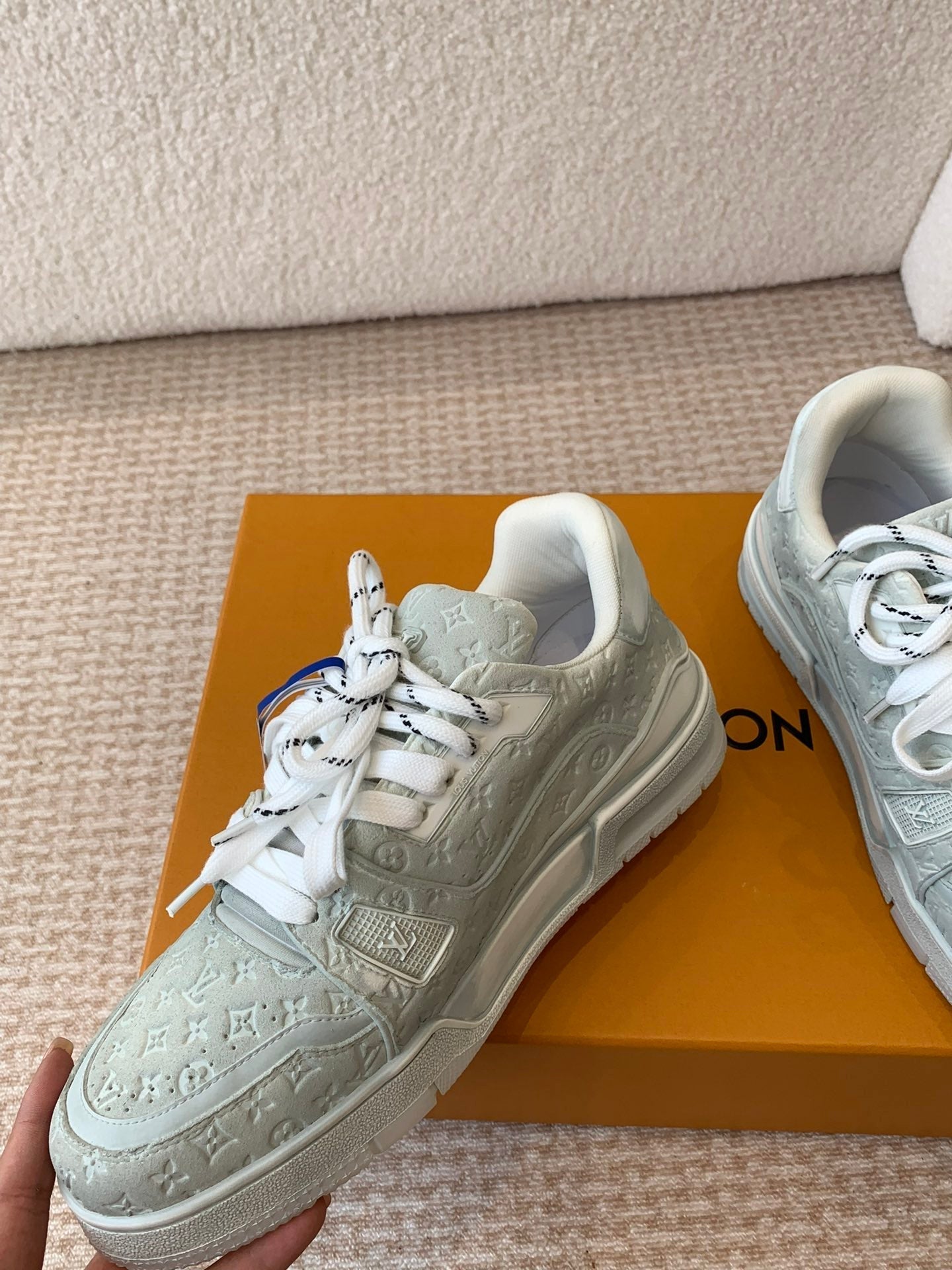 LV Trainer Sneaker 30mm Blue Gray Cowhide