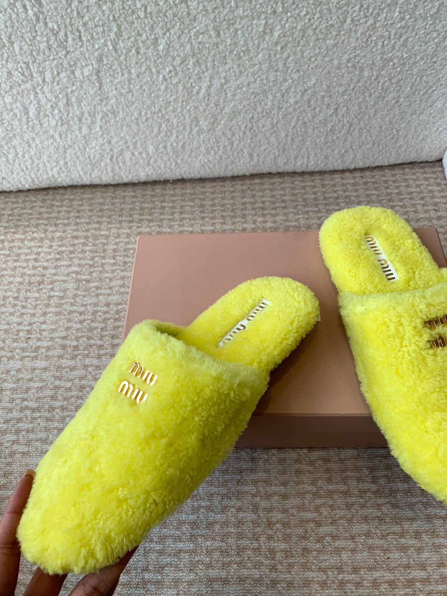 Miu Slippers Lemon Yellow Wool