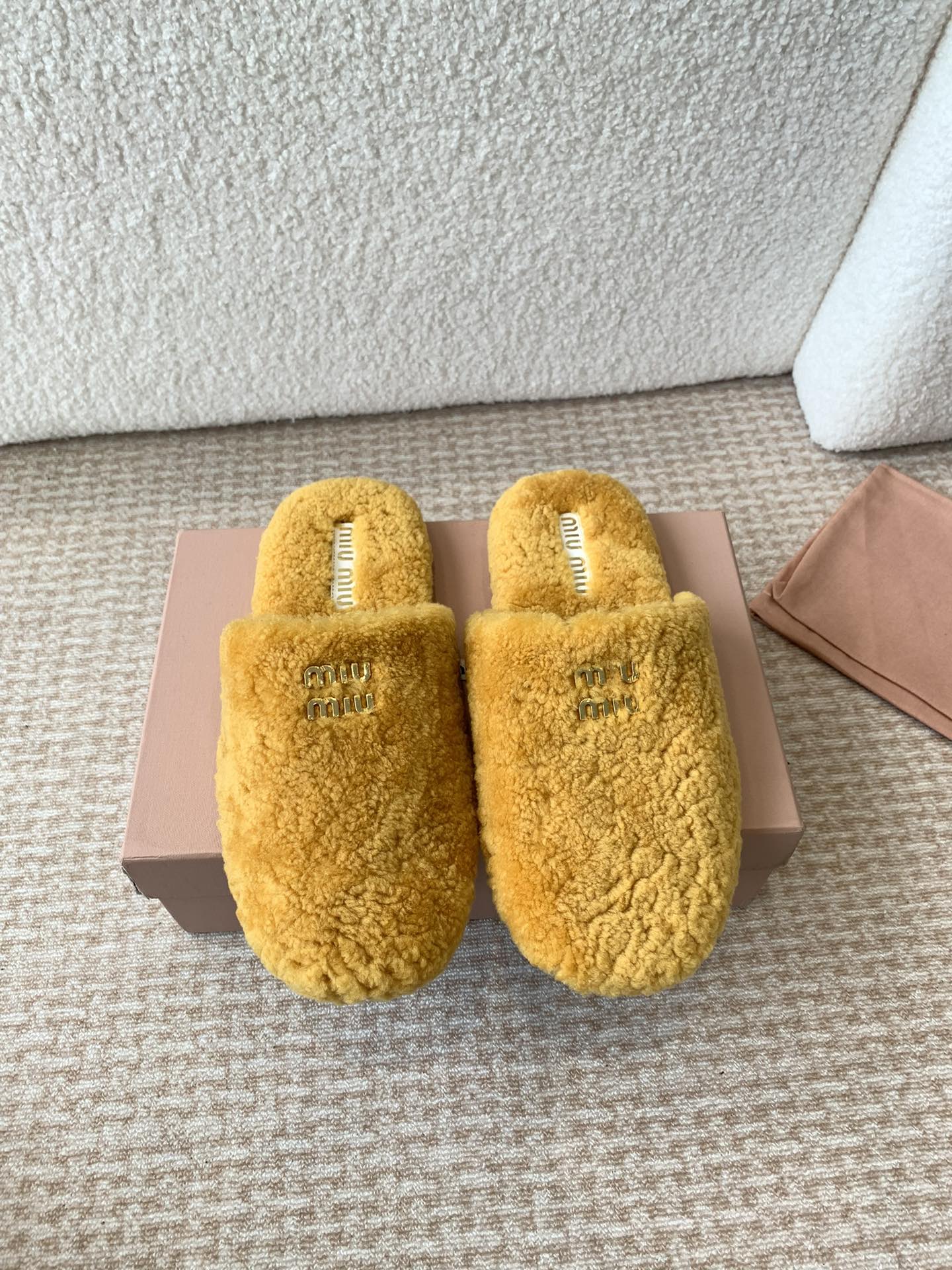 Miu Slippers Dark Yellow Wool