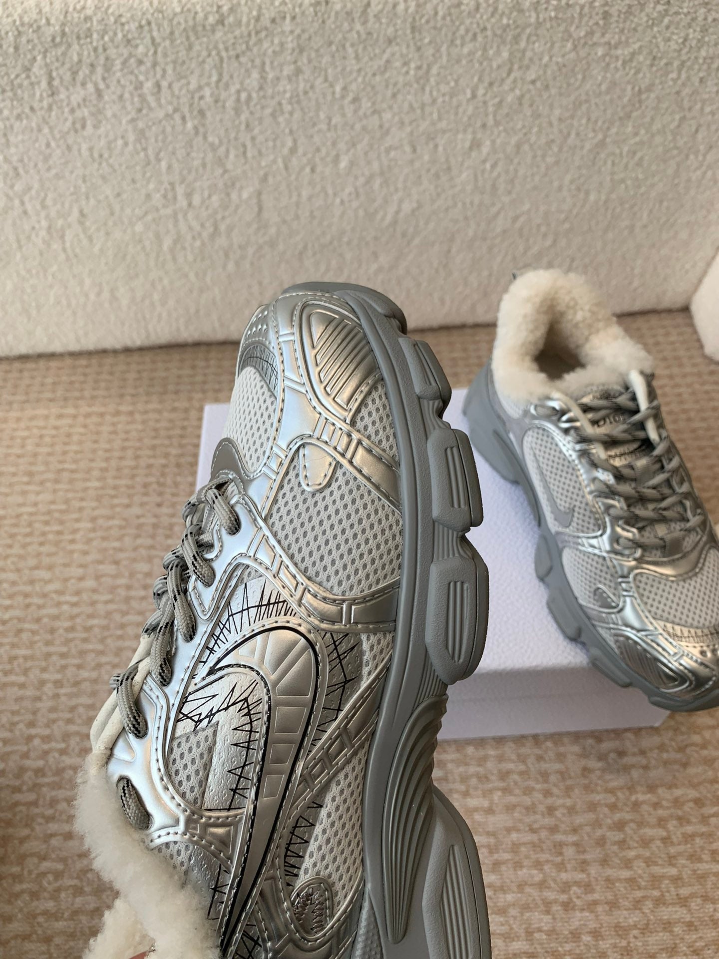 CD Chrono Sneaker In Silver Mix White Mesh Fabric 998712