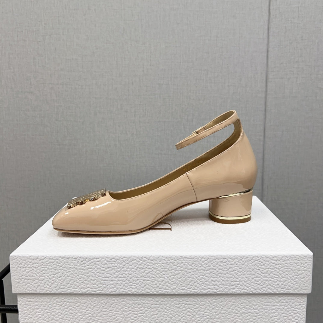 Miss Dior Pump 45mm In Beige Pink Glossy Lambskin  995143