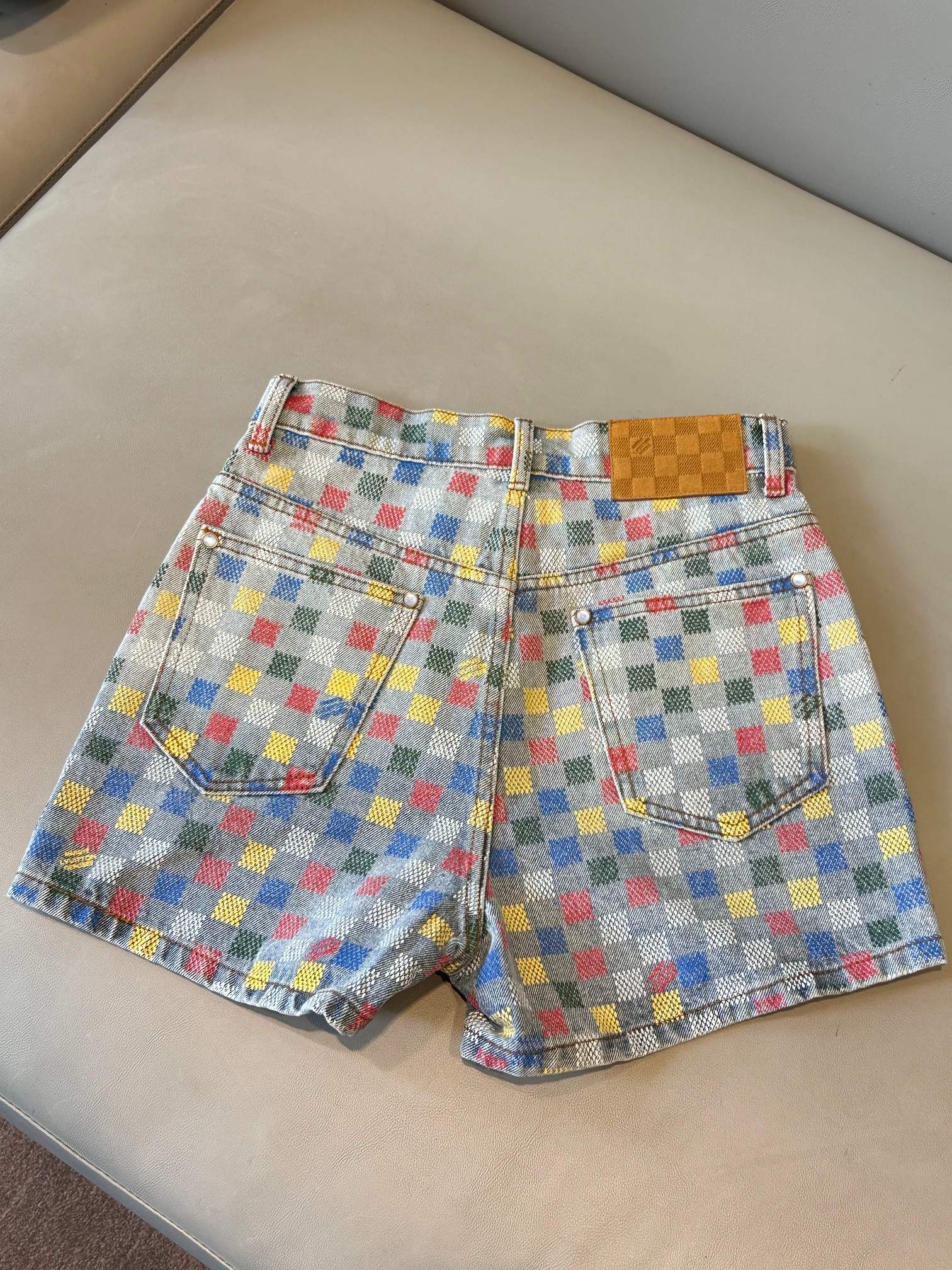 LV Checkerboard Design Short Multicolor Cotton