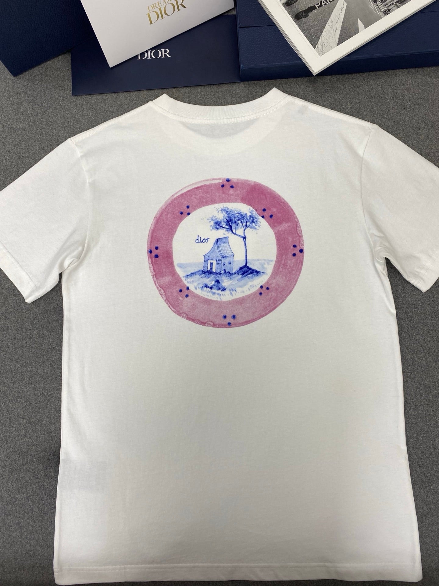 CD Loose T-shirt White Blue Cotton