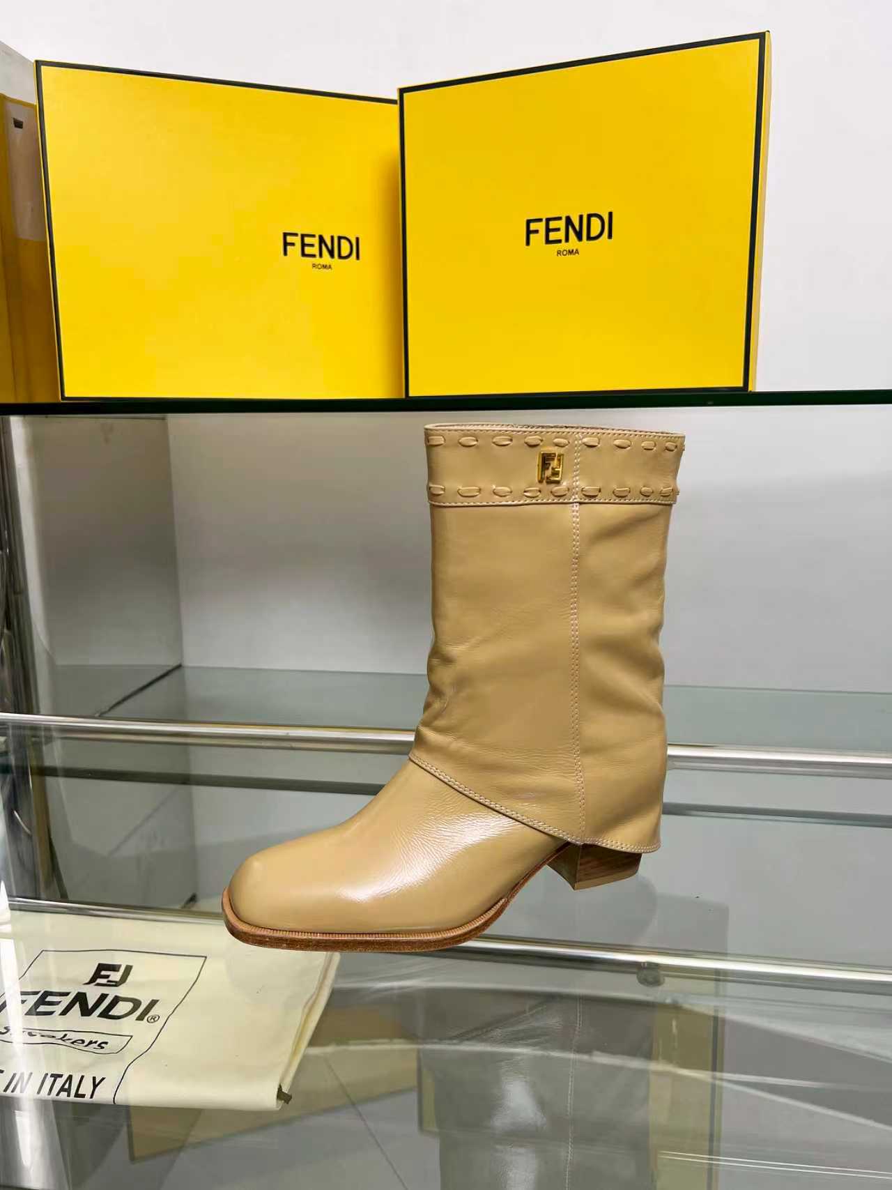 FENDI low boots  beige calfskin 521238