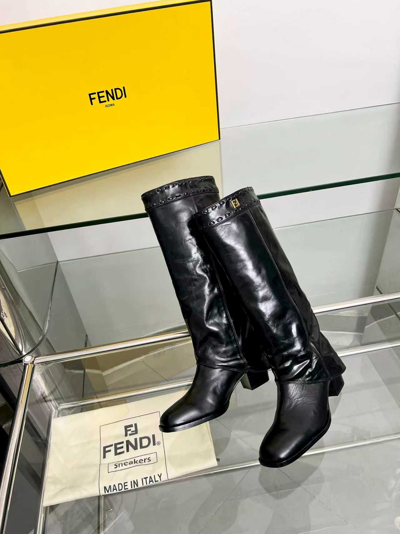 FENDI High boots  black calfskin 521231