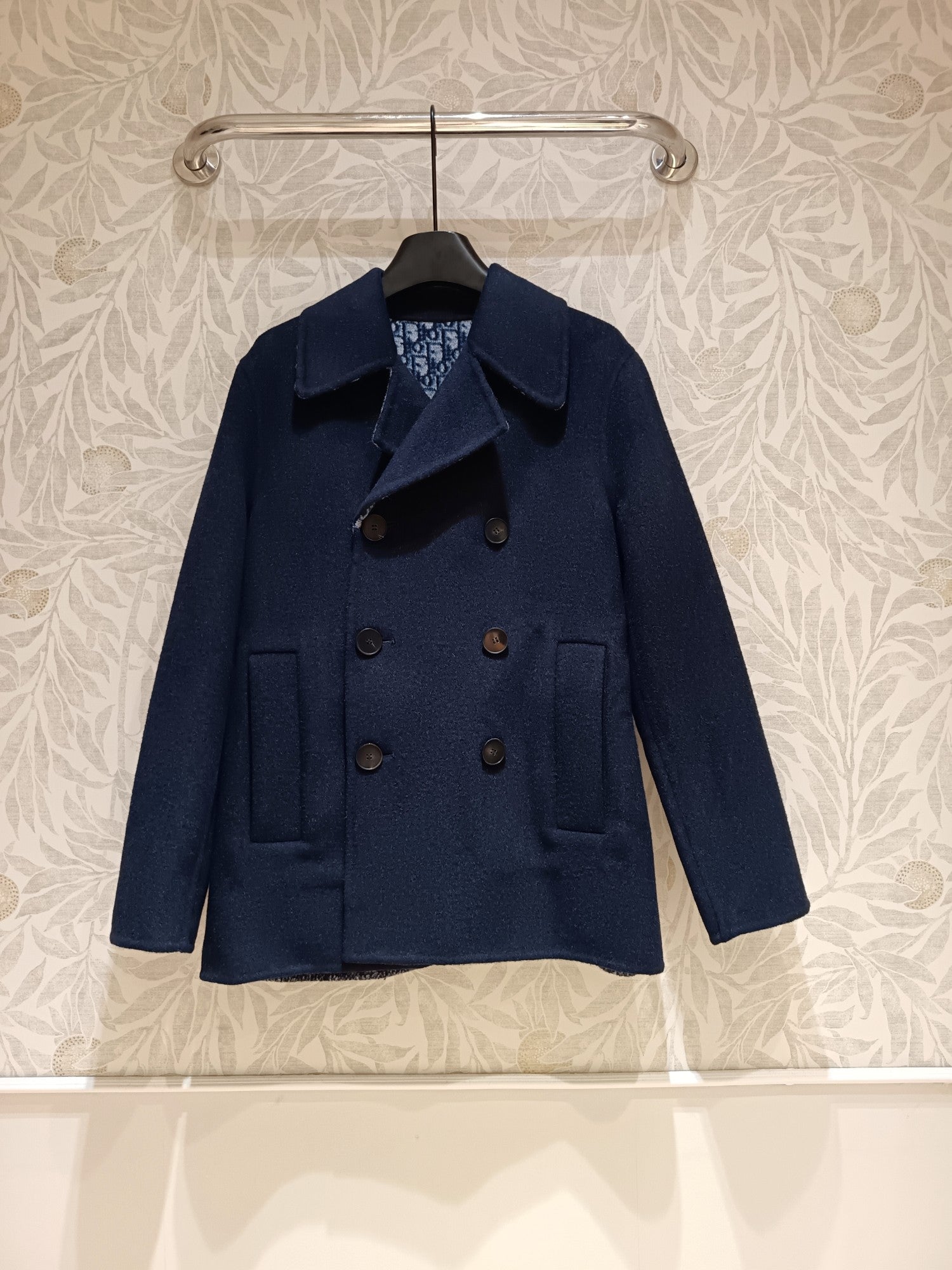 CD Coat Navy Blue Wool Silk