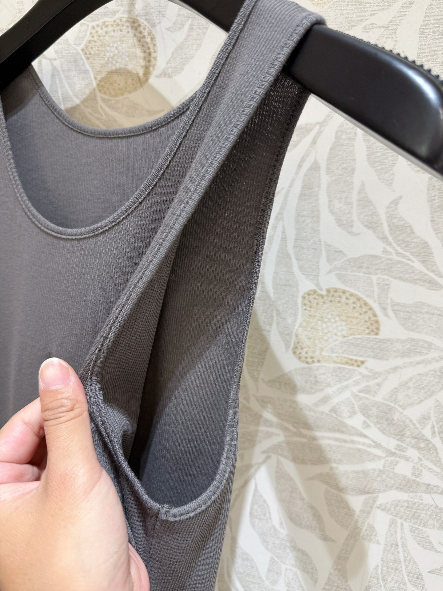 YSL Ribbed Vest Smoky Gray Cotton