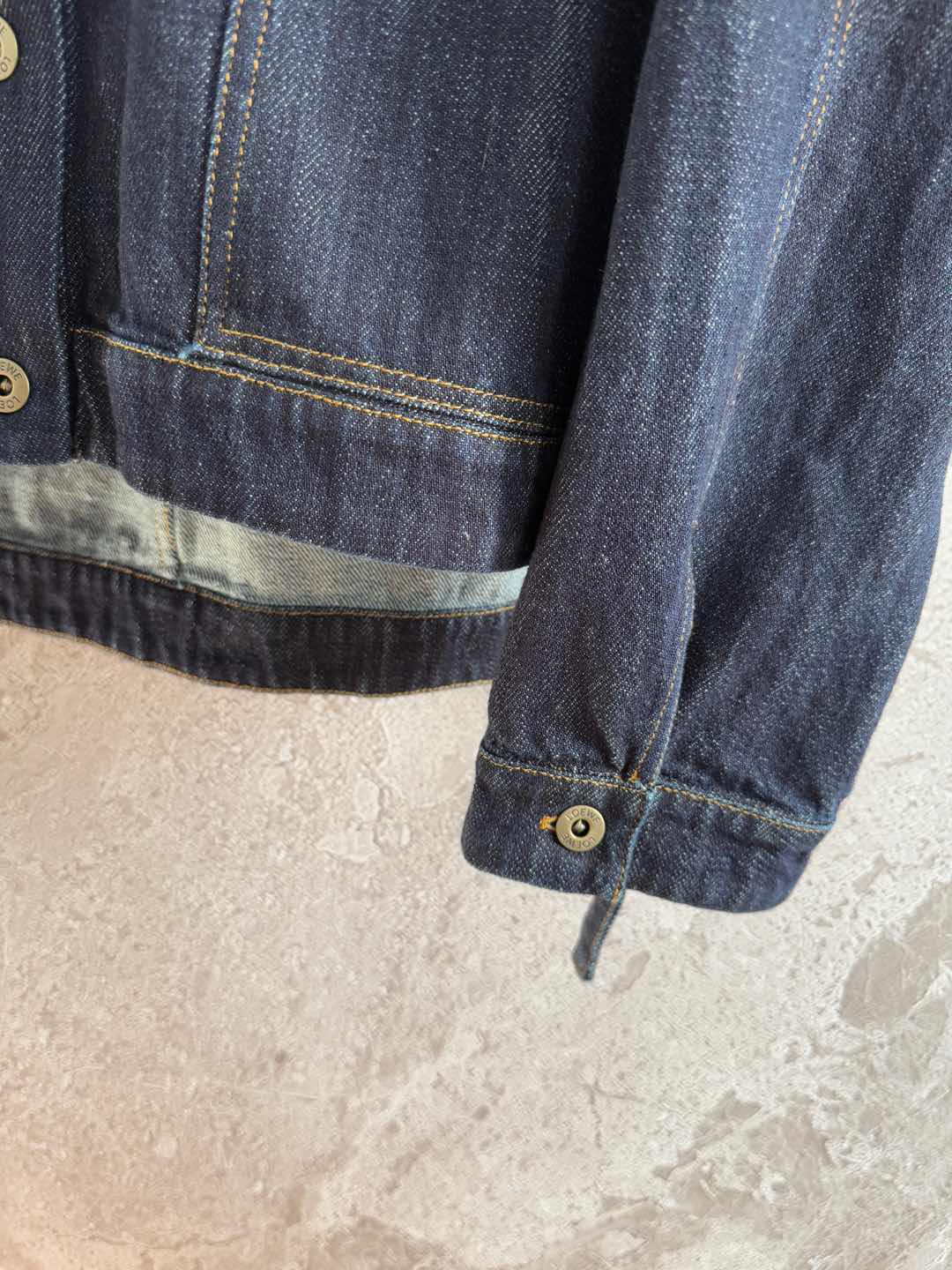 Loewe Pocket Leather Jacket Dark Blue Denim Cotton