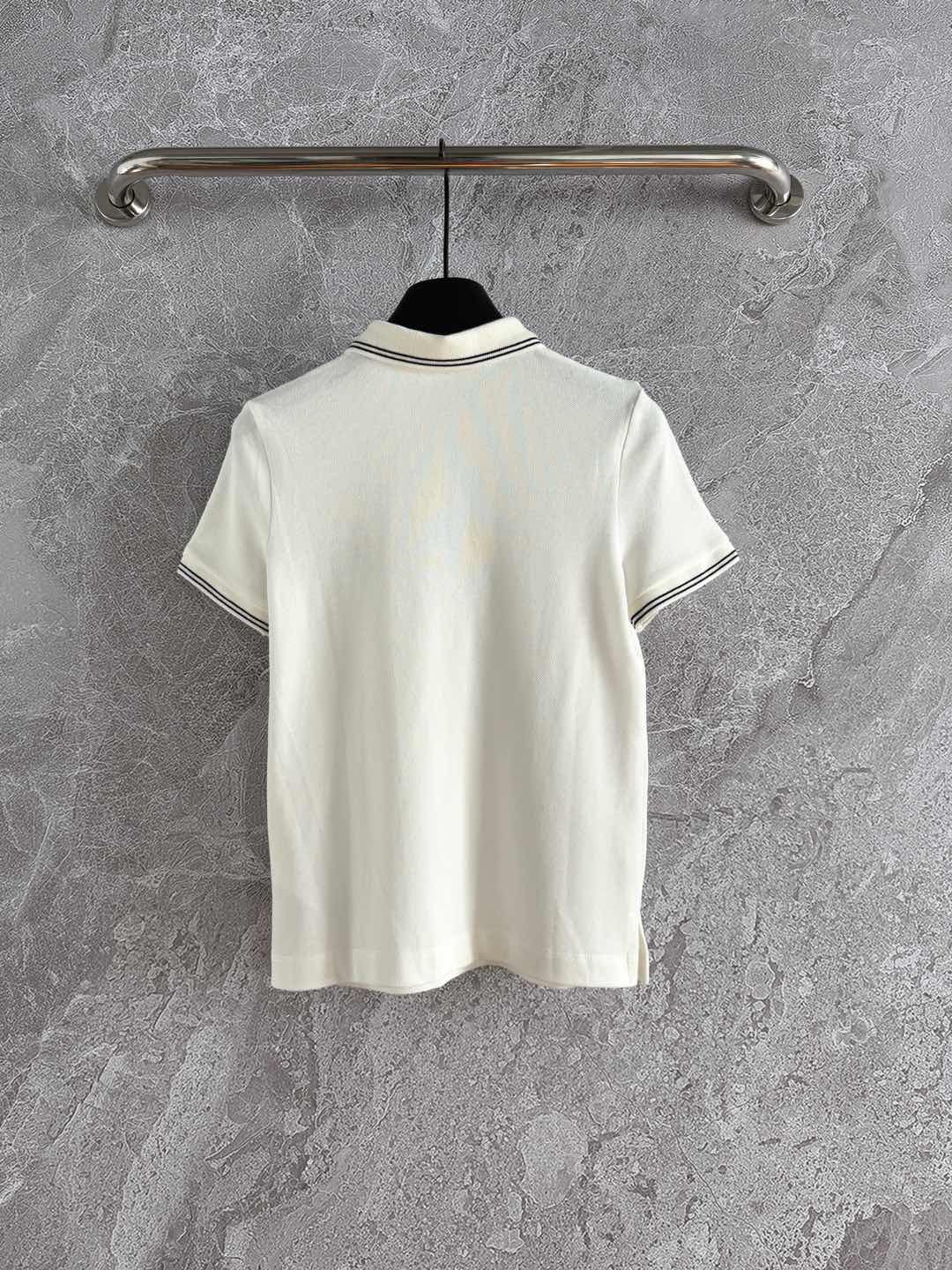 CD Lucky Star Polo Shirt White Cotton