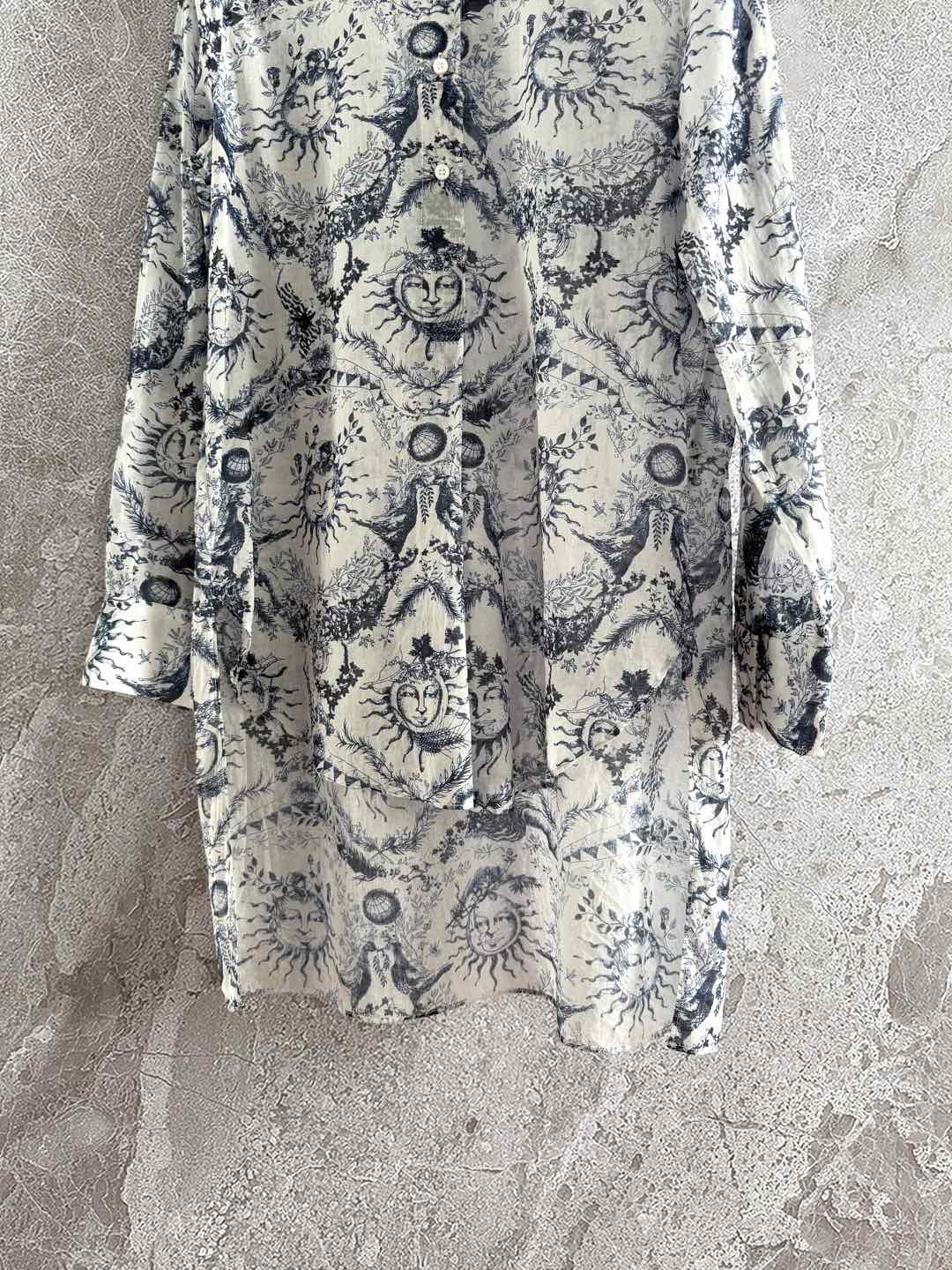 CD Sun God Shirt Beige Blue Cotton