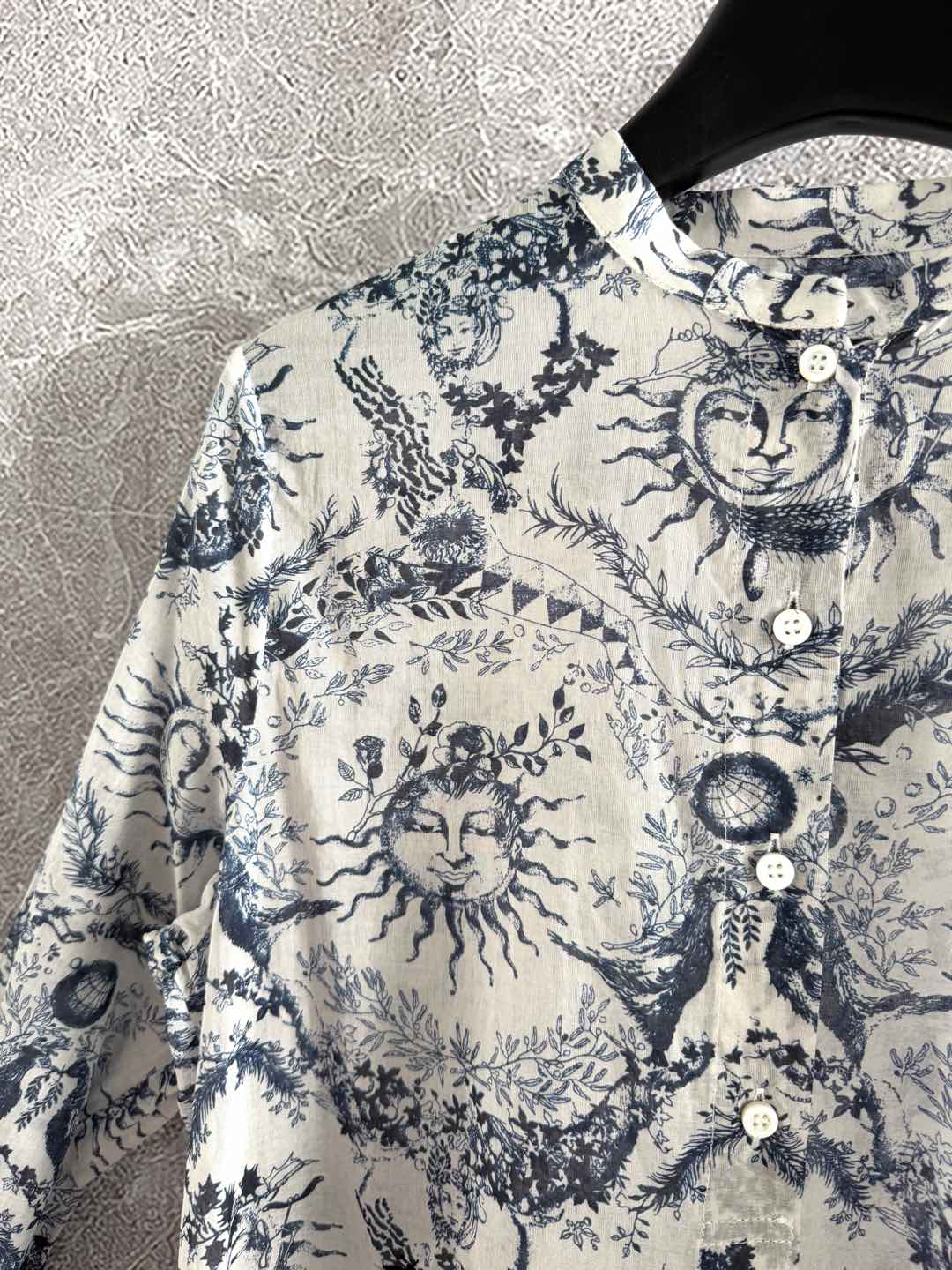 CD Sun God Shirt Beige Blue Cotton