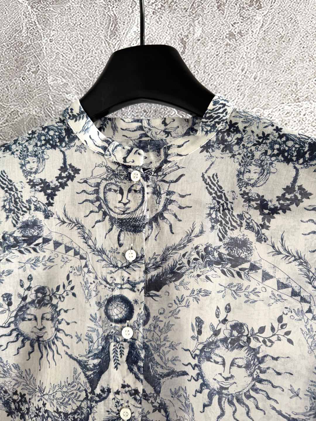 CD Sun God Shirt Beige Blue Cotton