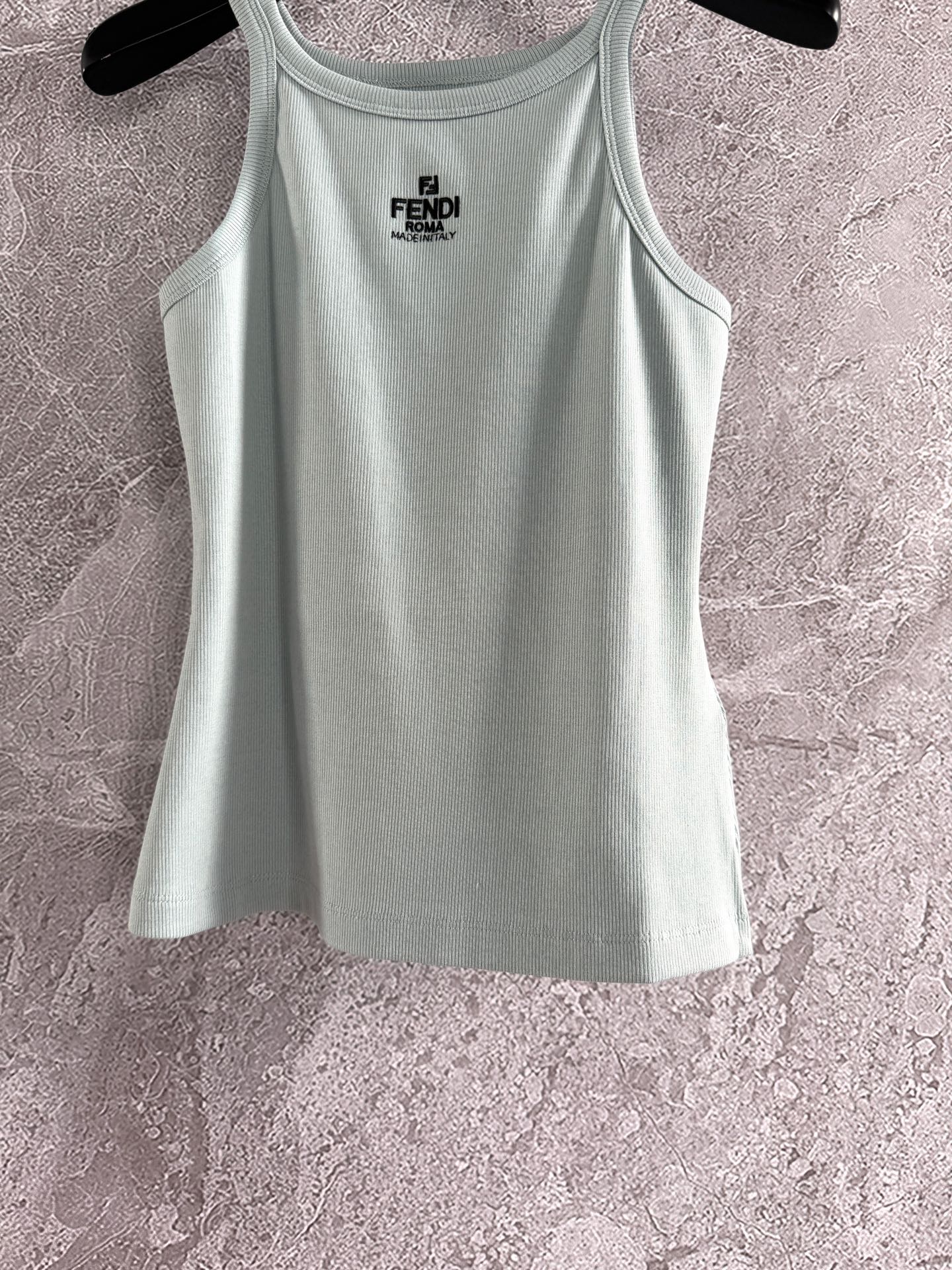 Fendi Embroidered Vest Blue Green Cotton