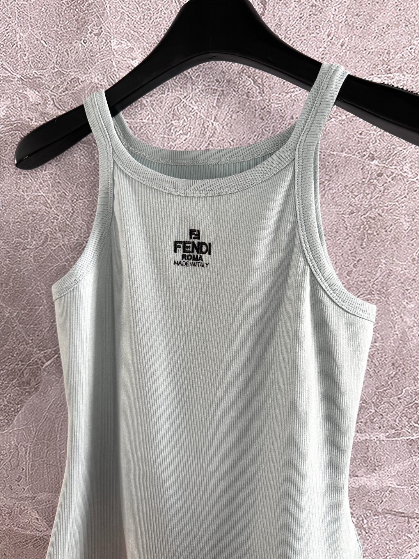 Fendi Embroidered Vest Blue Green Cotton