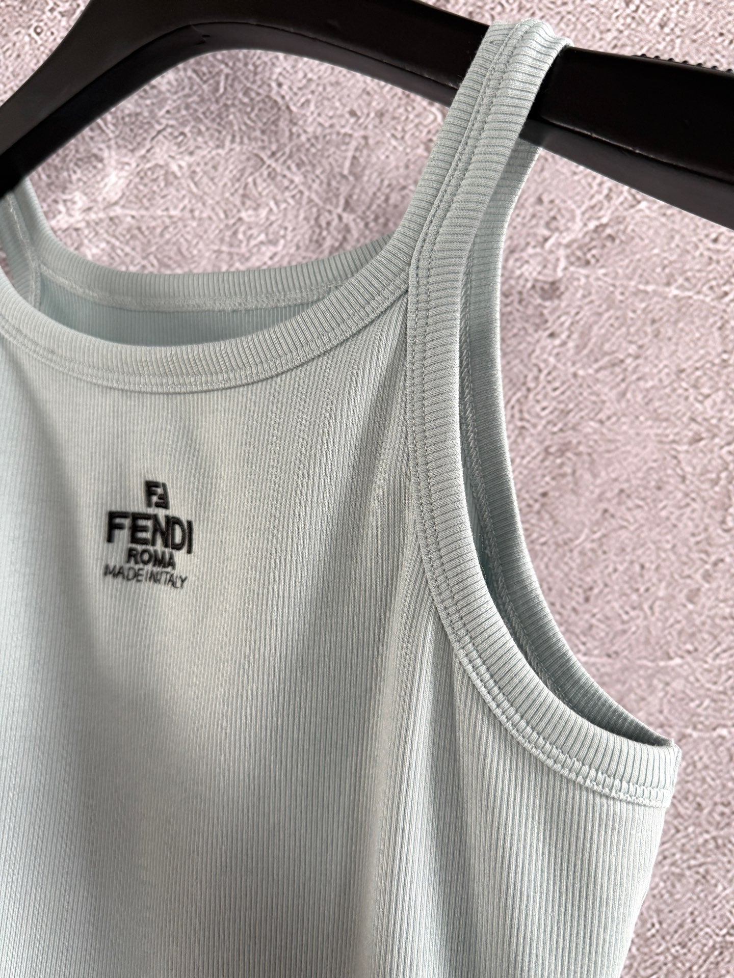 Fendi Embroidered Vest Blue Green Cotton