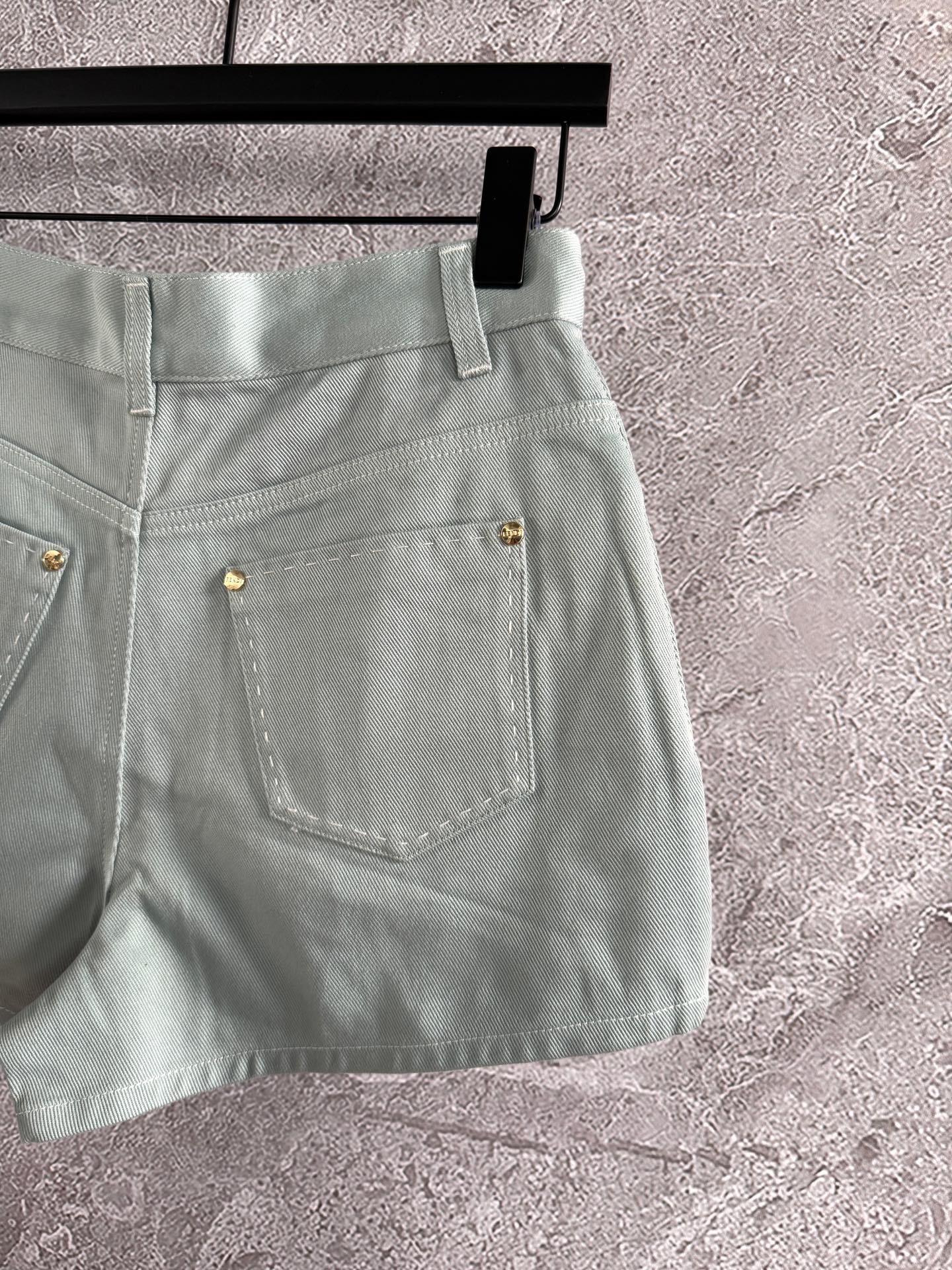 Fendi Hand-made Needle-picking Shorts Blue Green  Cotton